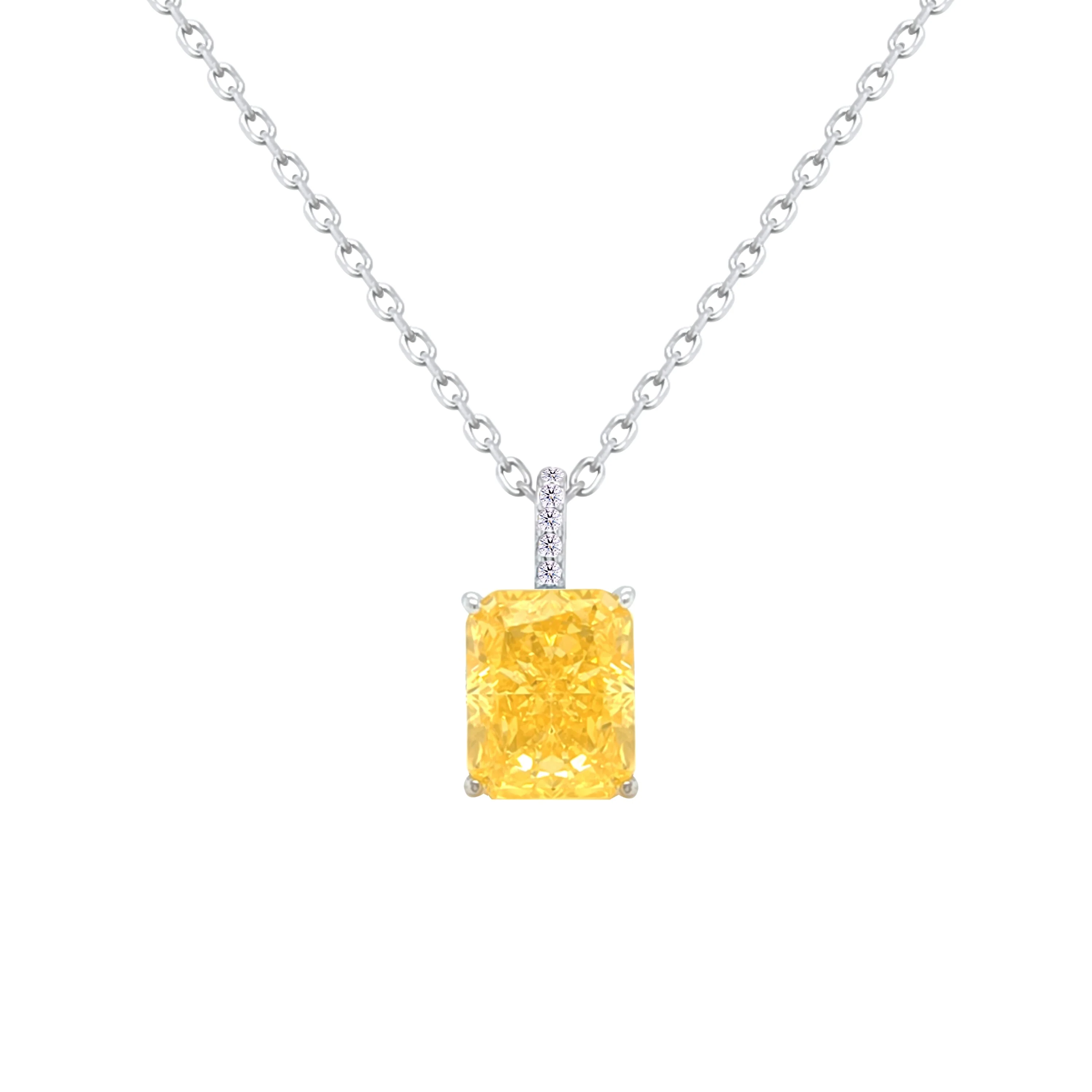Asfour Crystal Jewelry Set With Yellow Emerald Design In 925 Sterling Silver-SD0131-Y-7 - Image 2