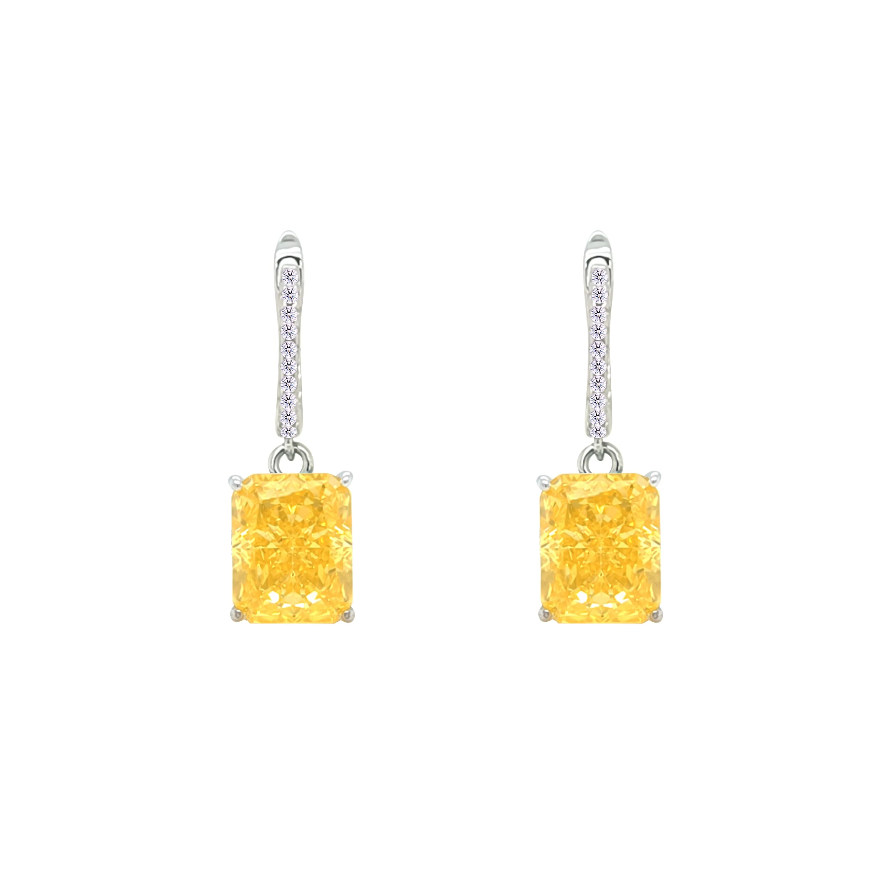 Asfour Crystal Jewelry Set With Yellow Emerald Design In 925 Sterling Silver-SD0131-Y-8 - Image 3