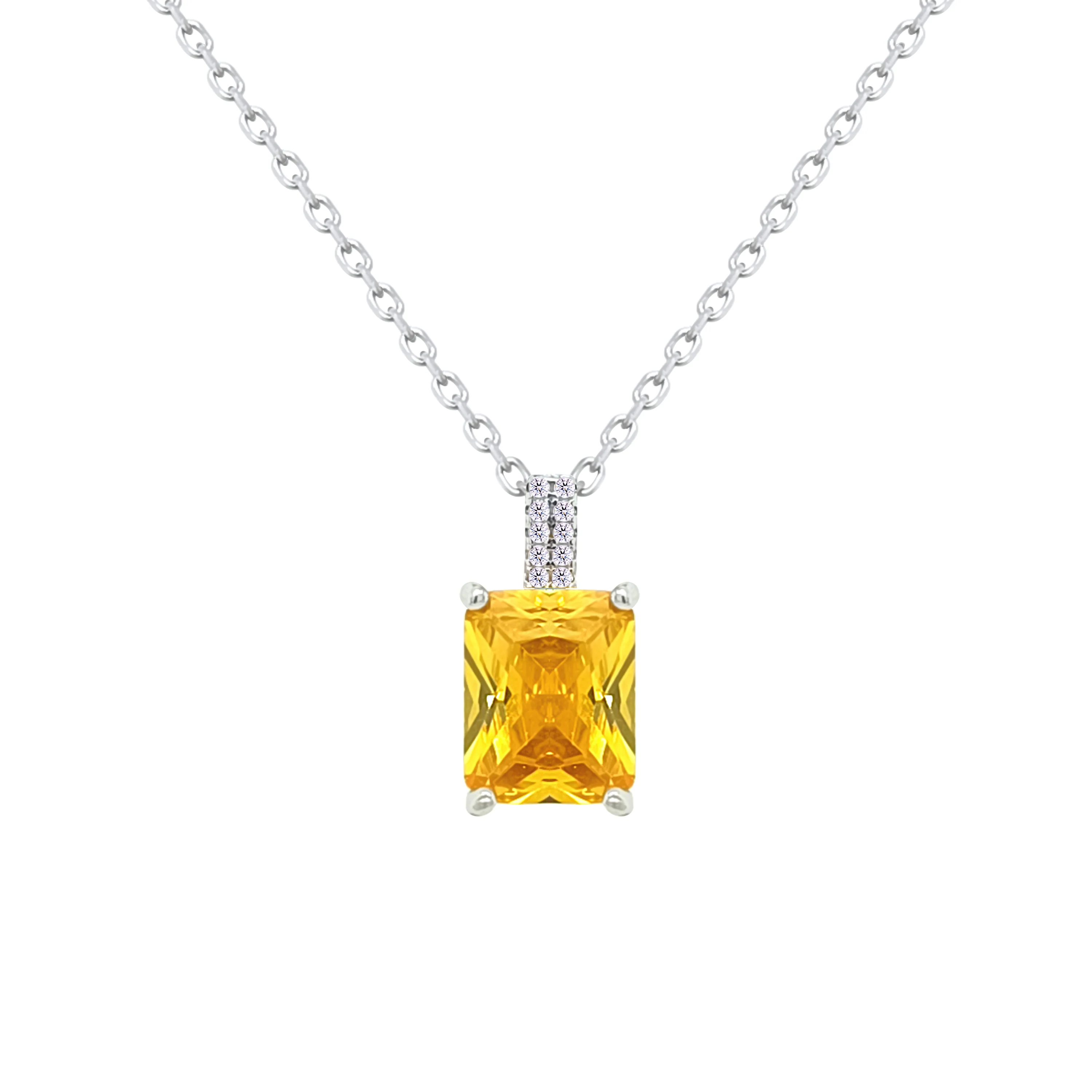 Asfour Crystal Jewelry Set With Yellow Emerald Design In 925 Sterling Silver-SD0135-Y-7 - Image 2