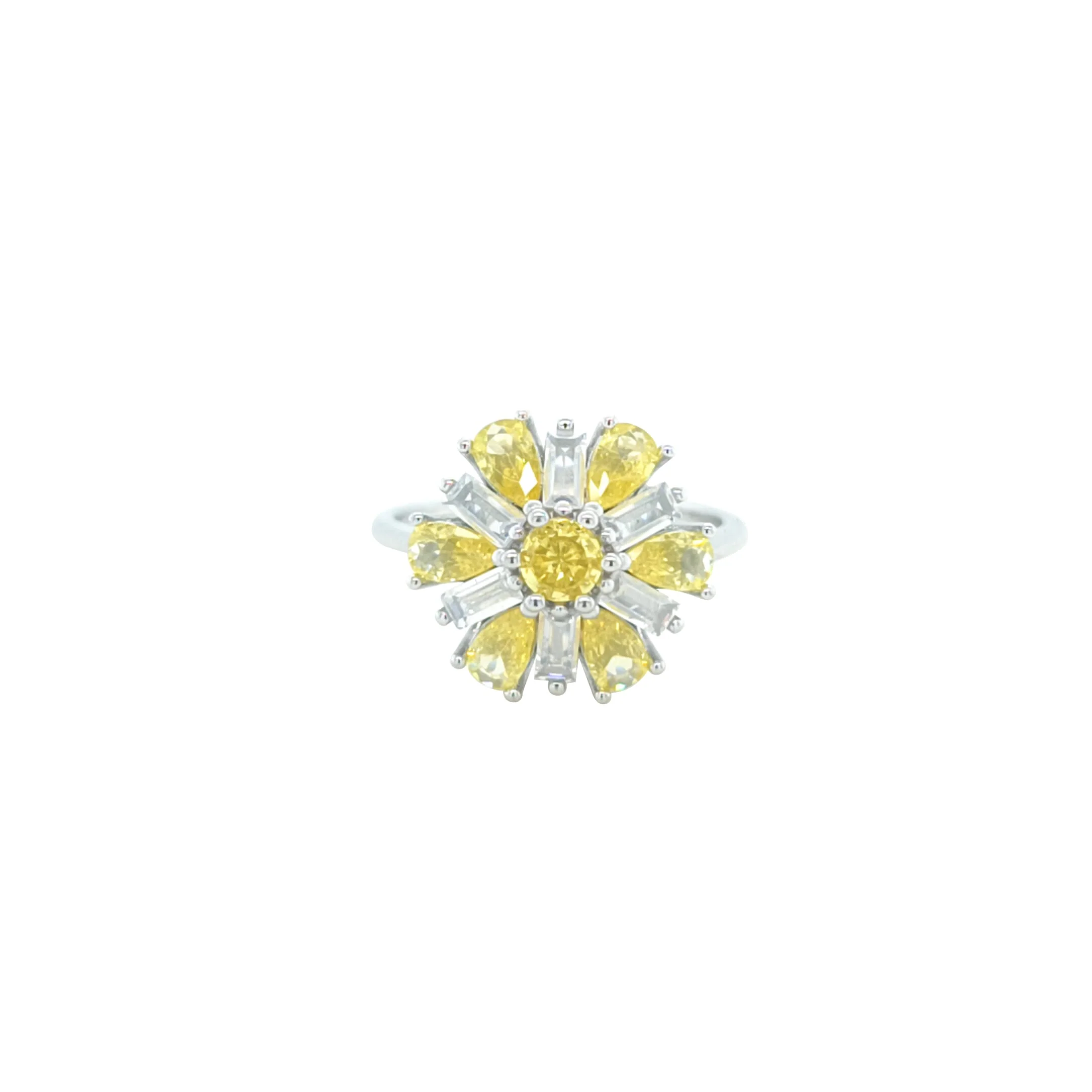Asfour Crystal Jewelry Set With Yellow Flower Design In 925 Sterling Silver-SD0066-WY-7 - Image 4