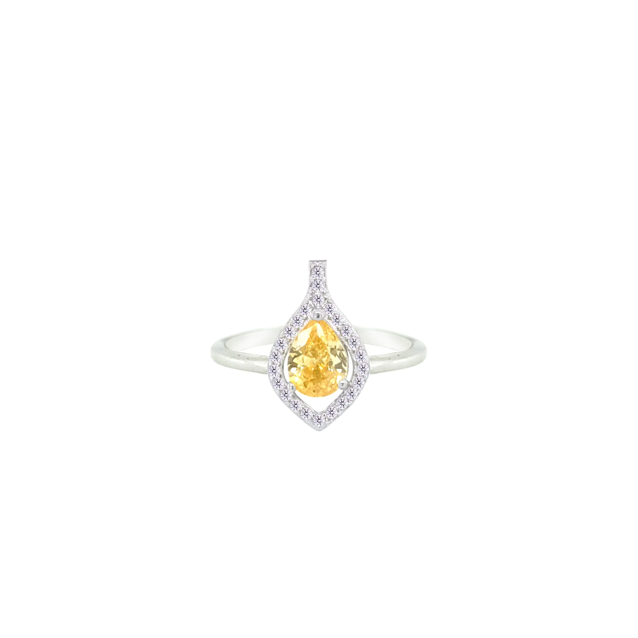 Asfour Crystal Jewelry Set With Yellow Pear Design In 925 Sterling Silver-SD0068-Y-7 - Image 4