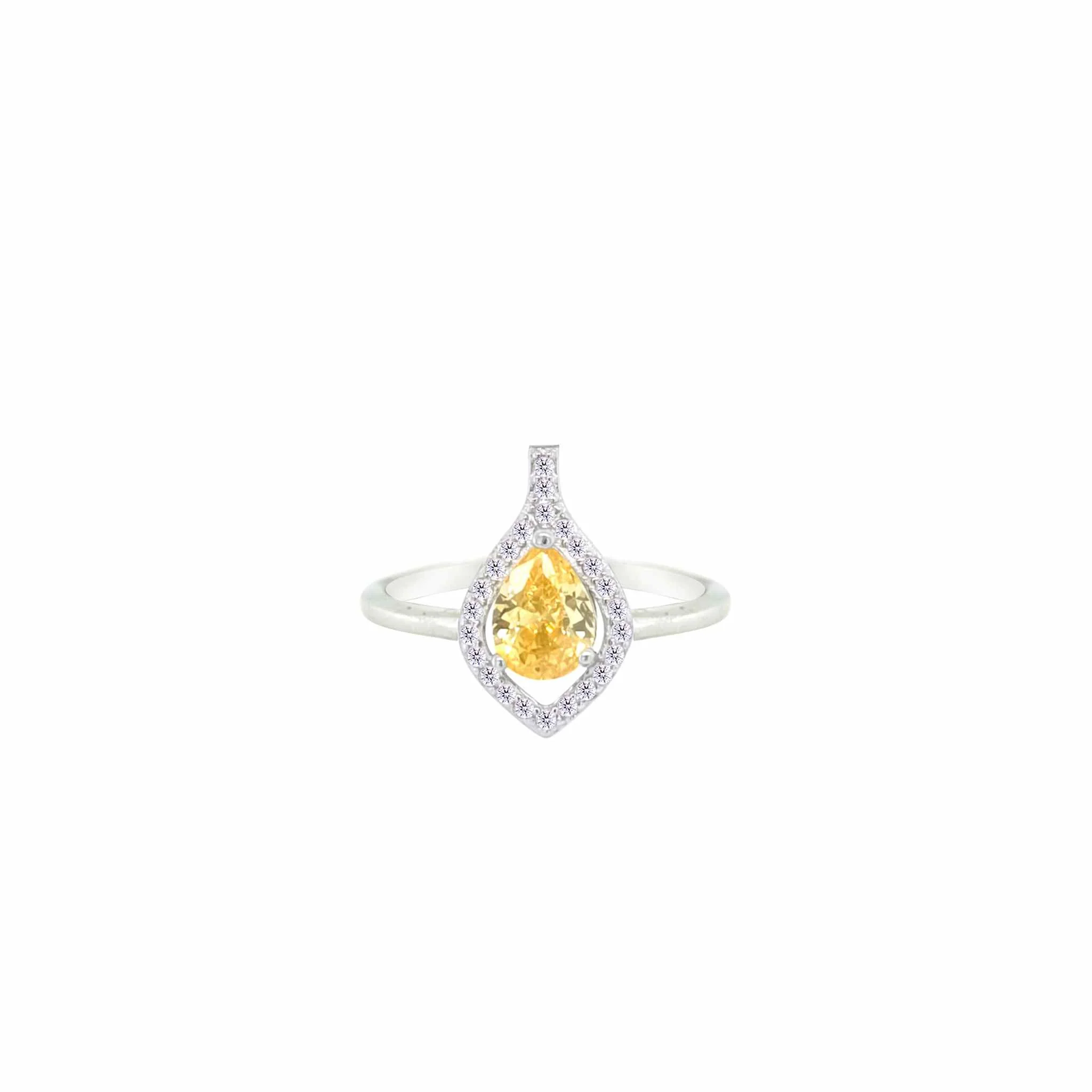 Asfour Crystal Jewelry Set With Yellow Pear Design In 925 Sterling Silver-SD0068-Y-8 - Image 4