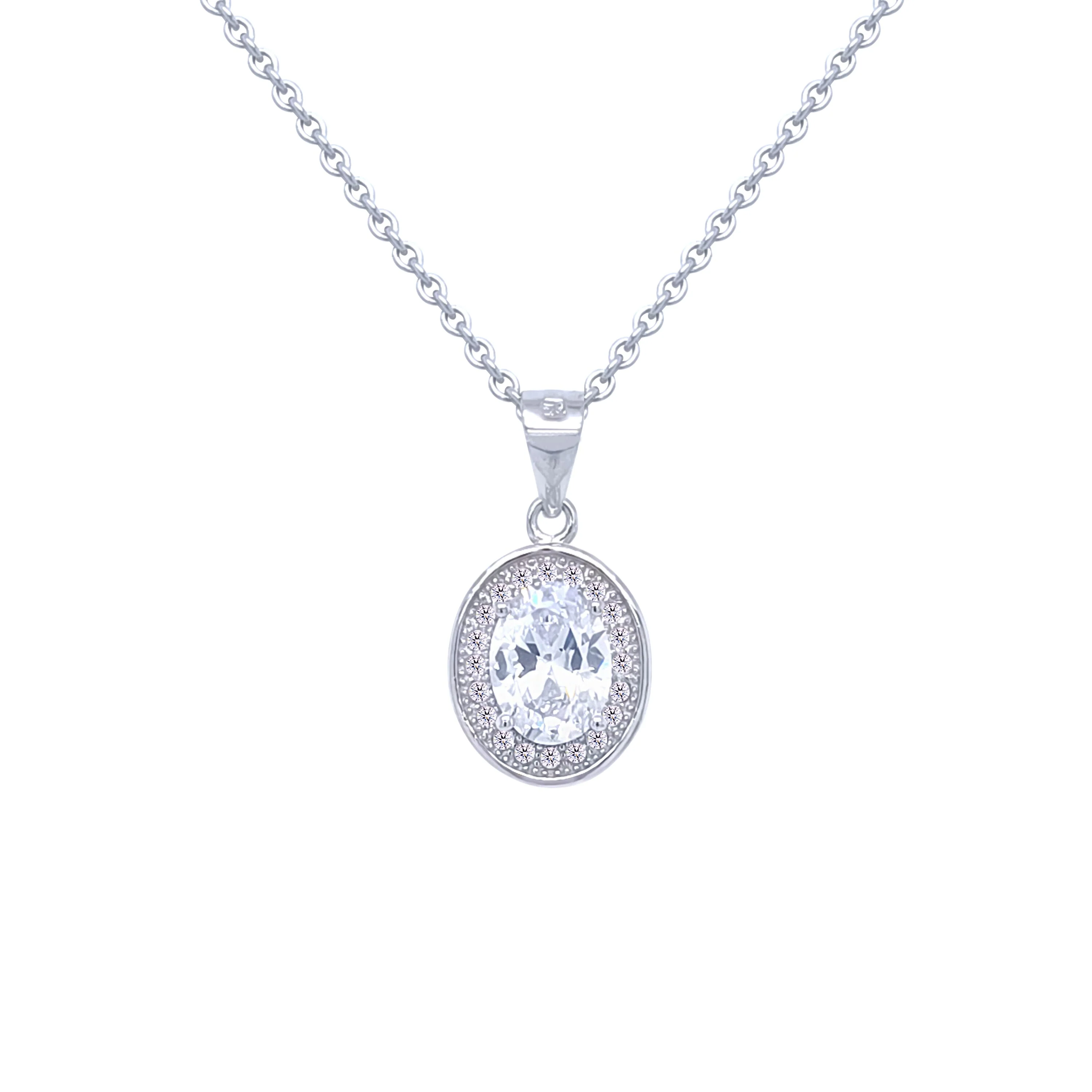 Asfour Crystal Jewelry Set With Zircon Oval Design In 925 Sterling Silver -SM0032 - Image 2