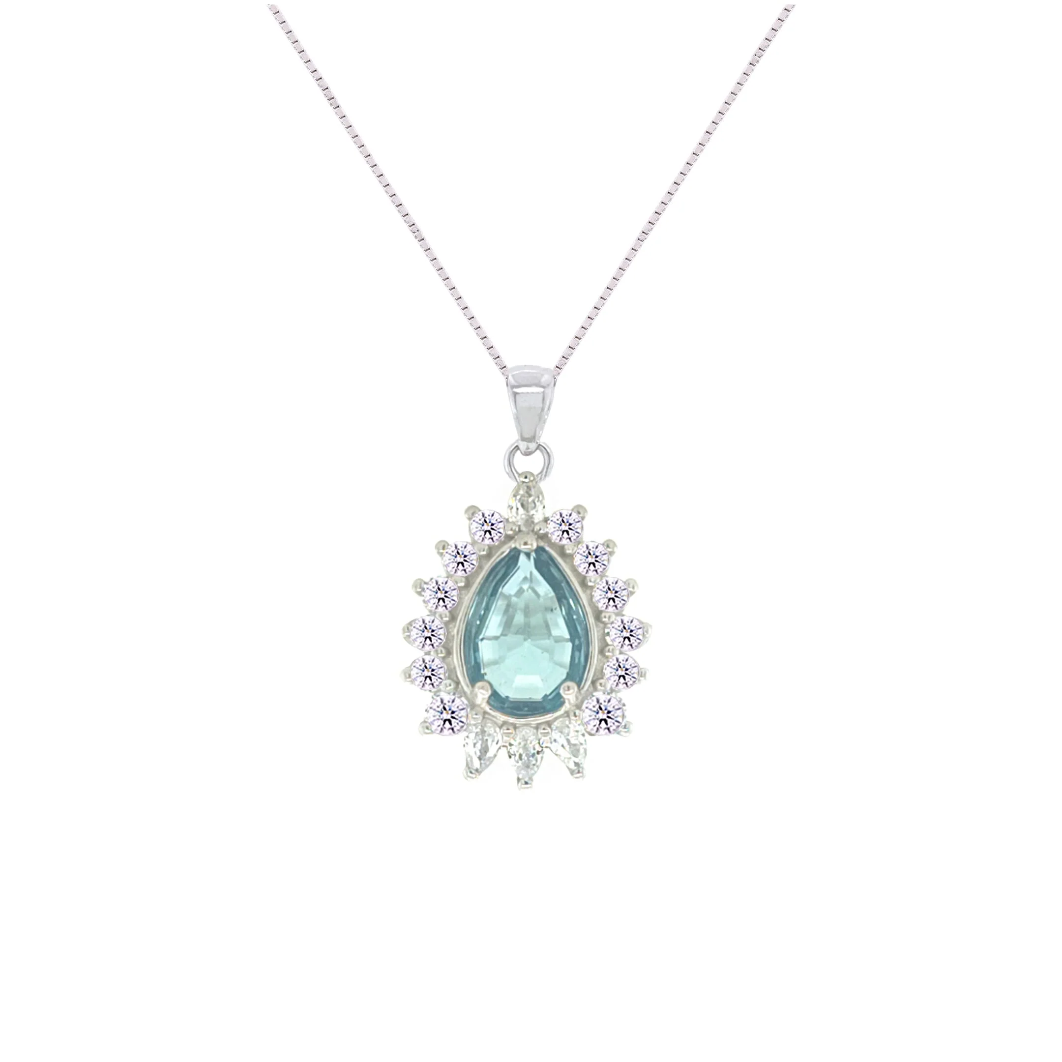 Asfour Crystal Jewelry Set With Zircon Pear Design In 925 Sterling Silver-SD0080-LZ-7 - Image 2