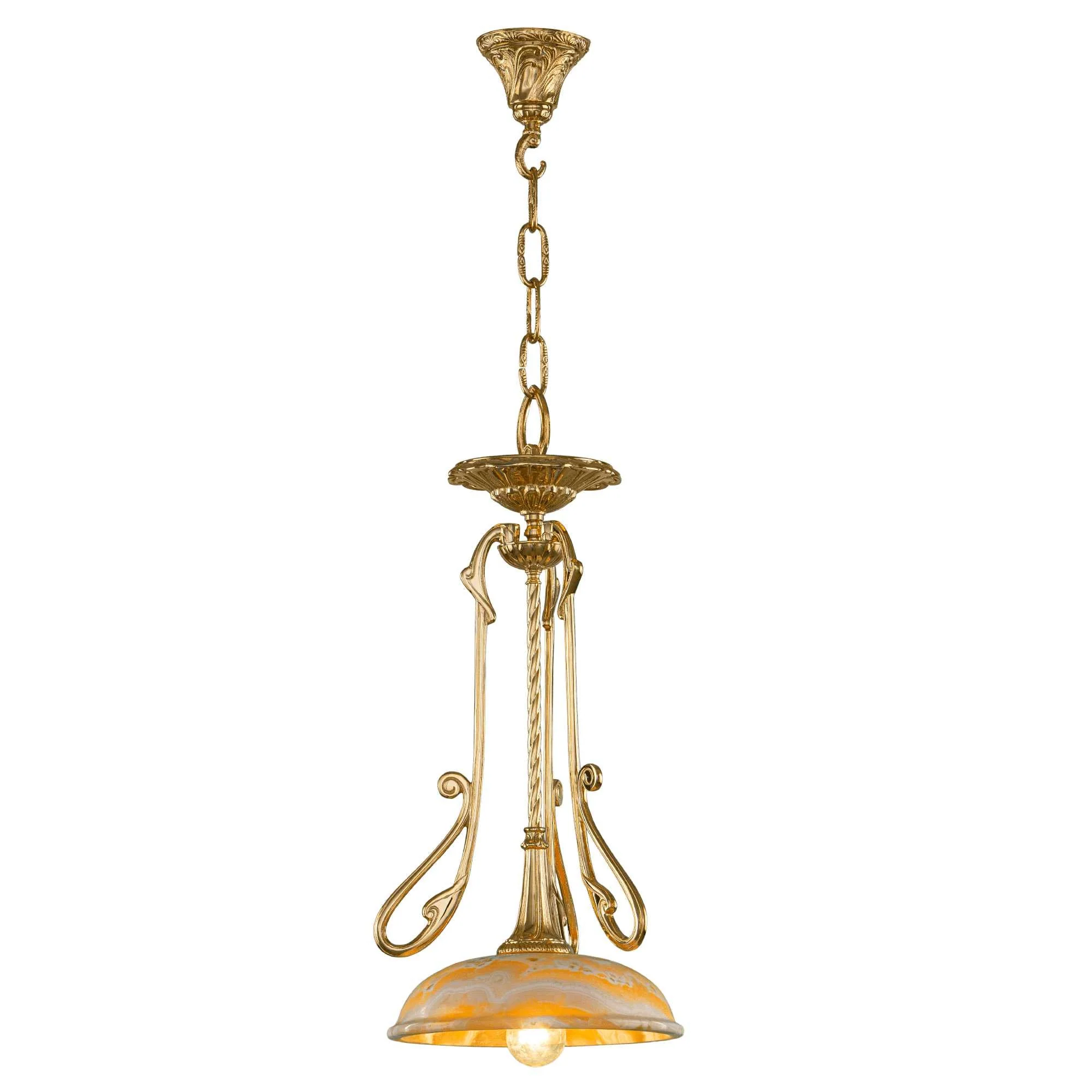 Alabaster Pendant Light - 1 Bulb - Gold