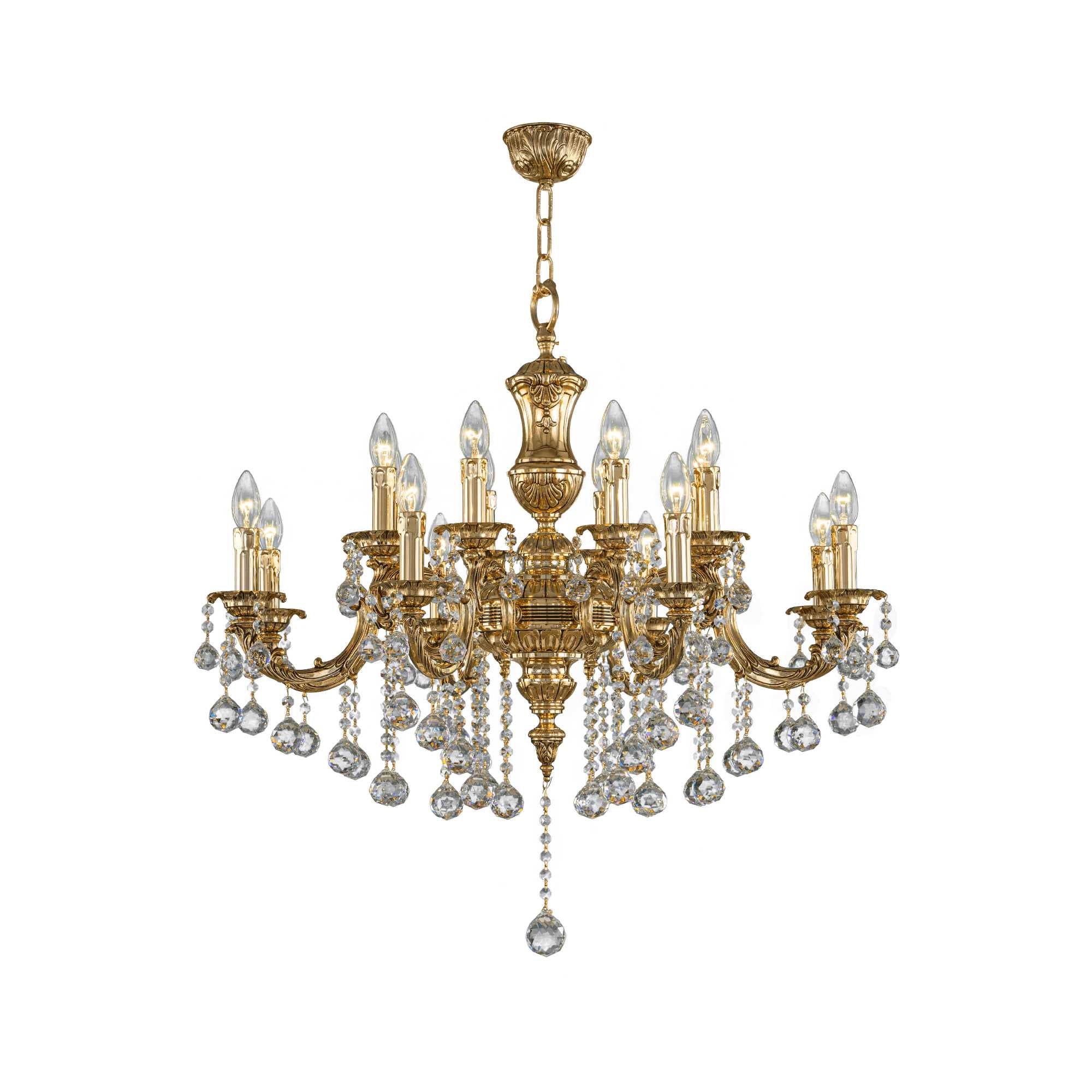 Brass Chandelier - 16 Bulbs - Gold Ox