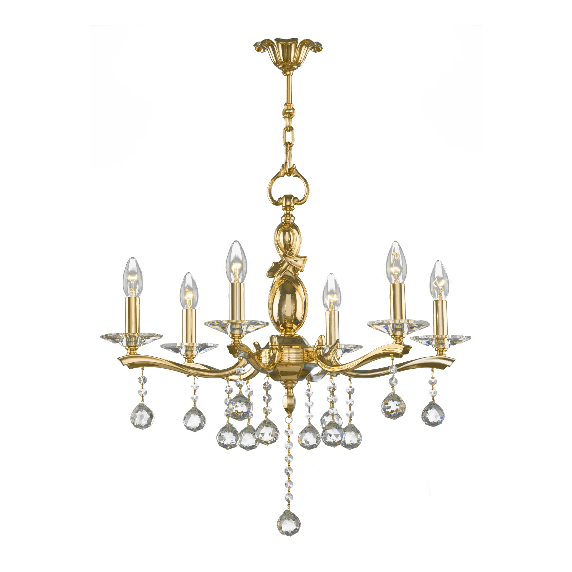Majestic Chandelier - 6 Bulbs - Gold