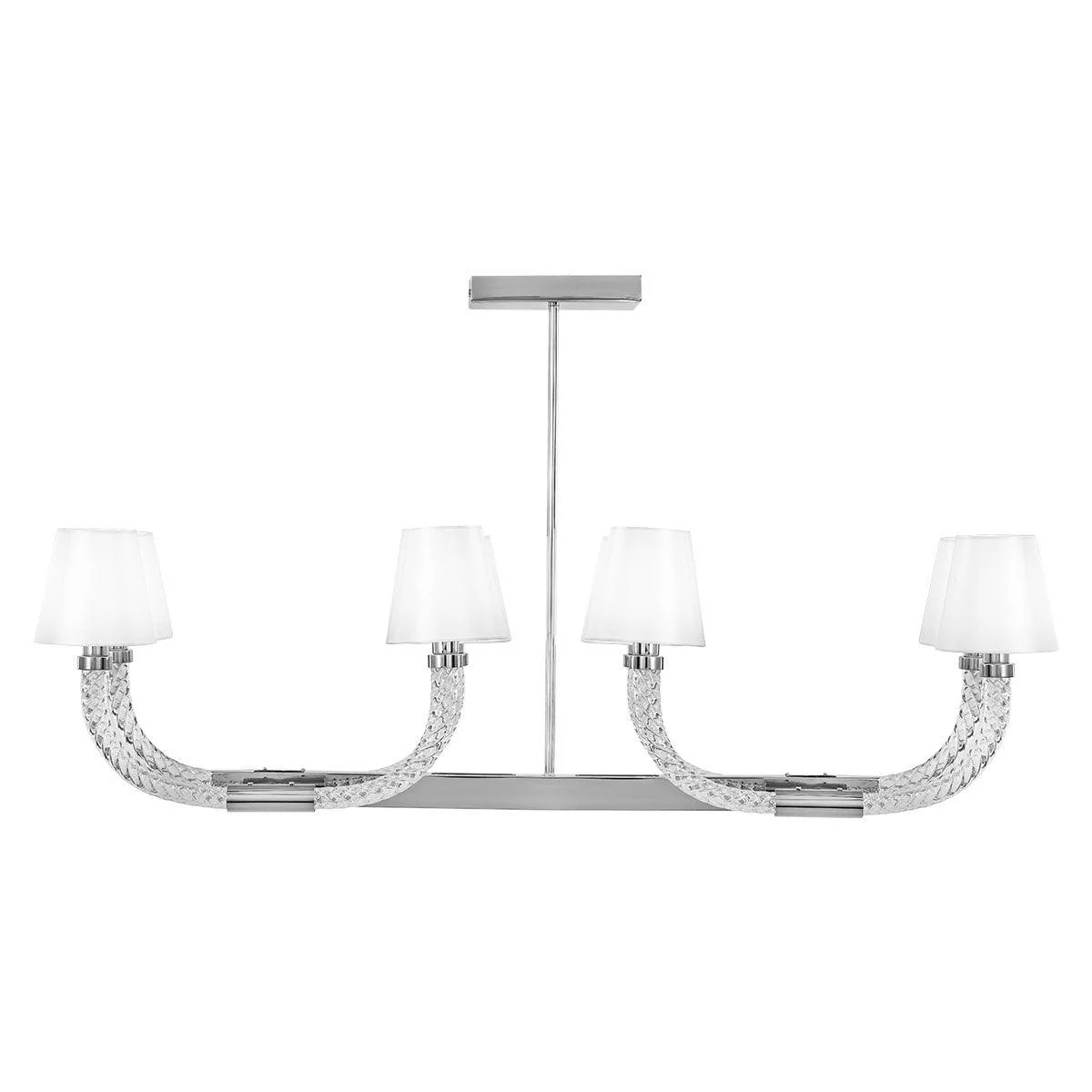 Tiara Ceiling Lamp - 8 Bulbs - Crystal X White Shades