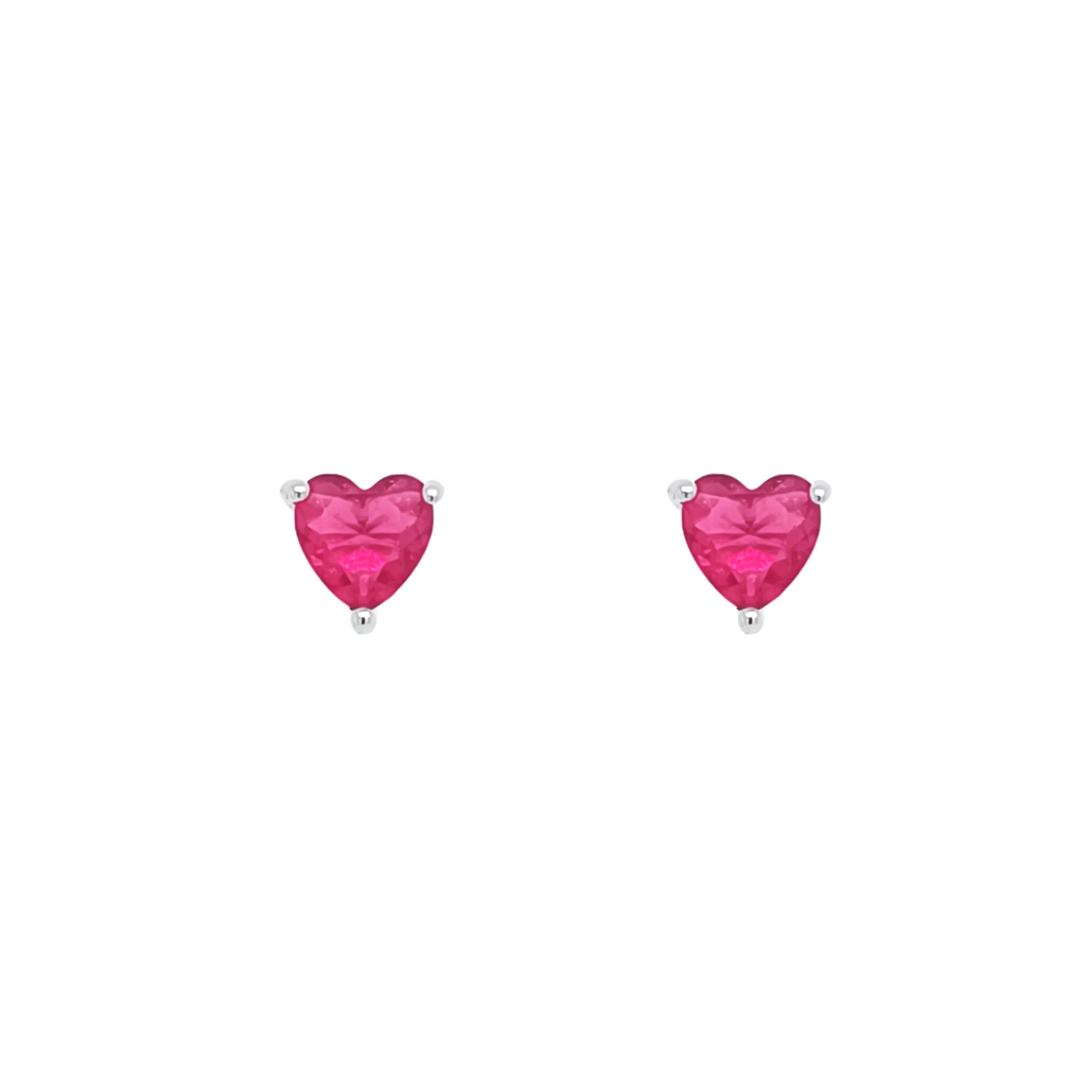 Asfour Crystal Stud Earrings With Dark Rose Heart Stone In 925 Sterling Silver-EM0132-O5