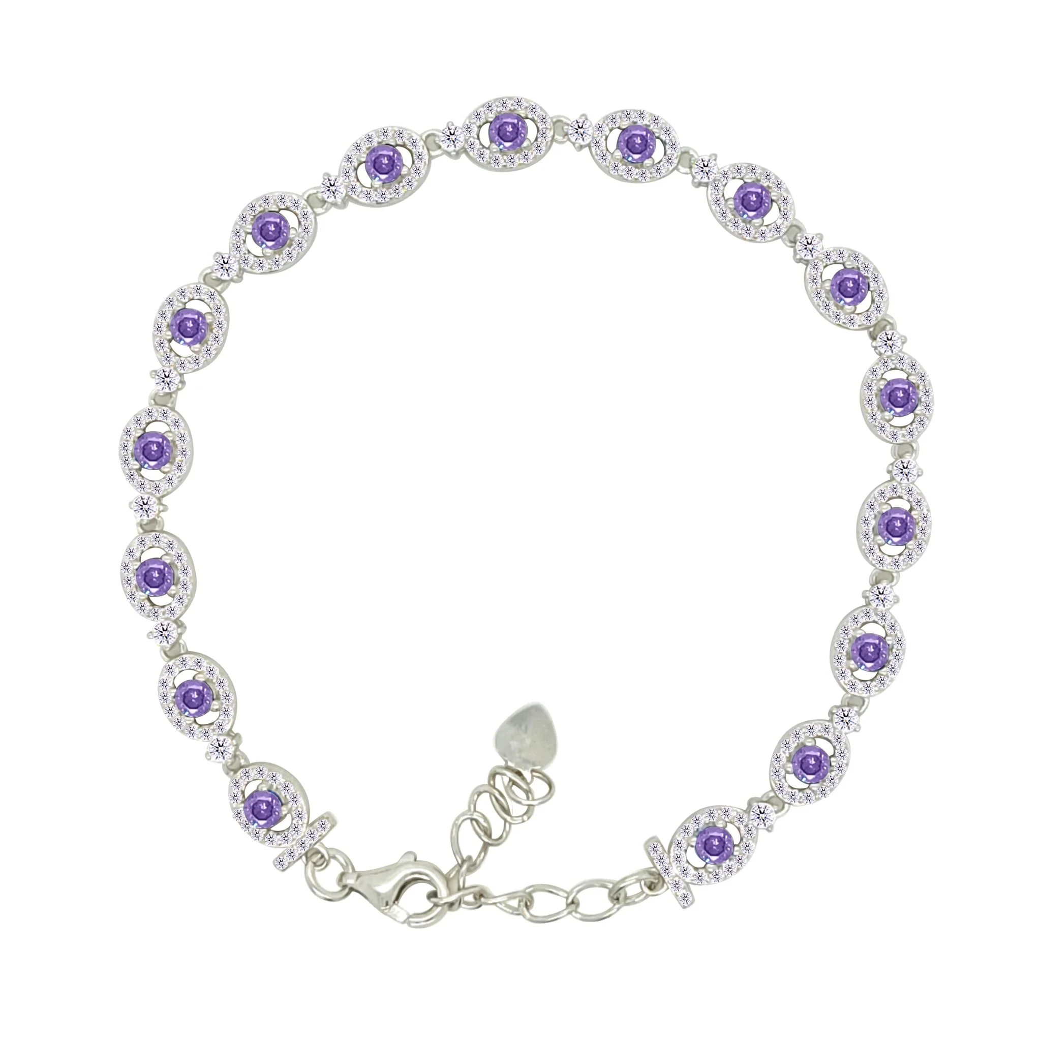Asfour Crystal Tennis Bracelet With Dark Tenzanite Zircon Stones In 925 Sterling Silver-BM0084-WN5