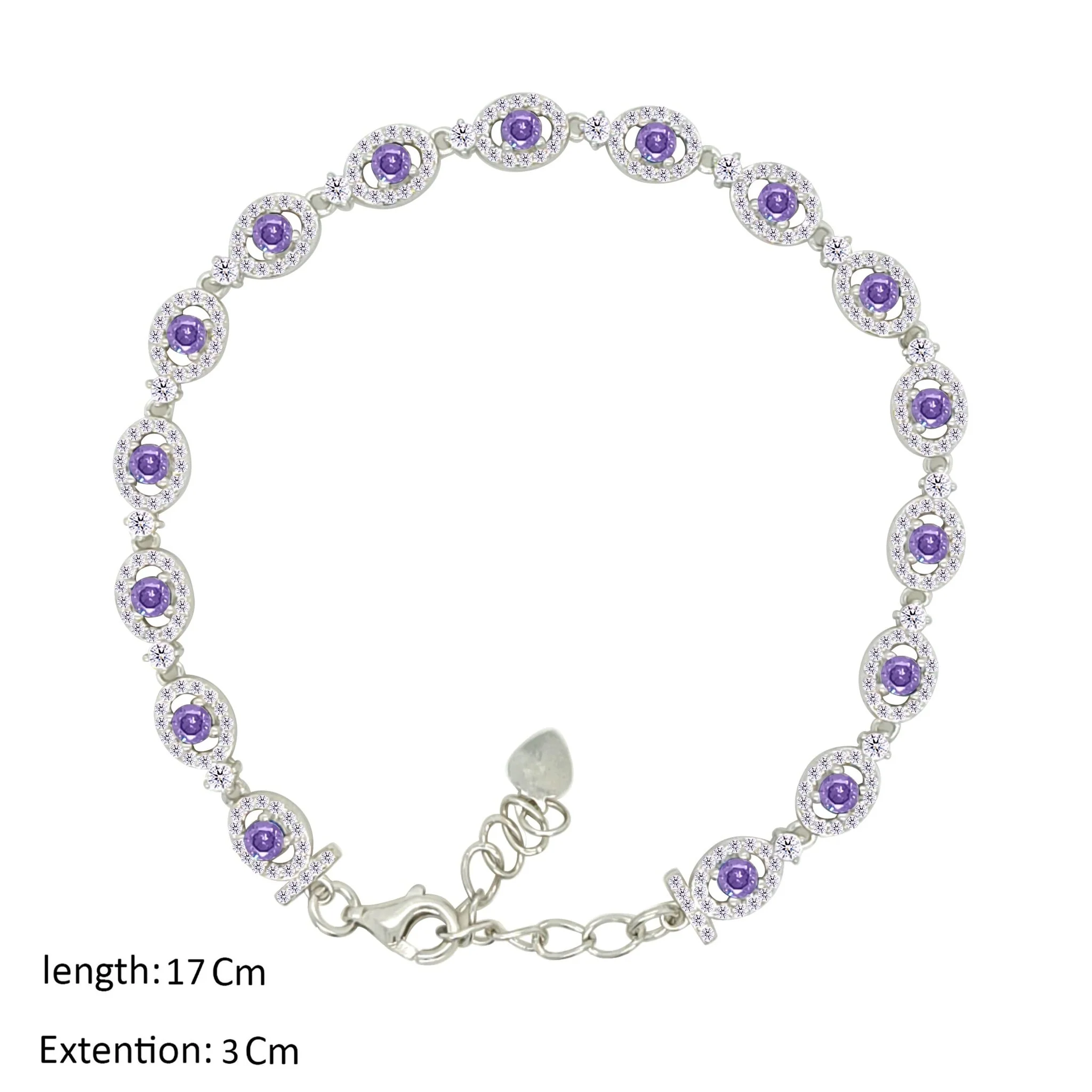Asfour Crystal Tennis Bracelet With Dark Tenzanite Zircon Stones In 925 Sterling Silver-BM0084-WN5 - Image 2