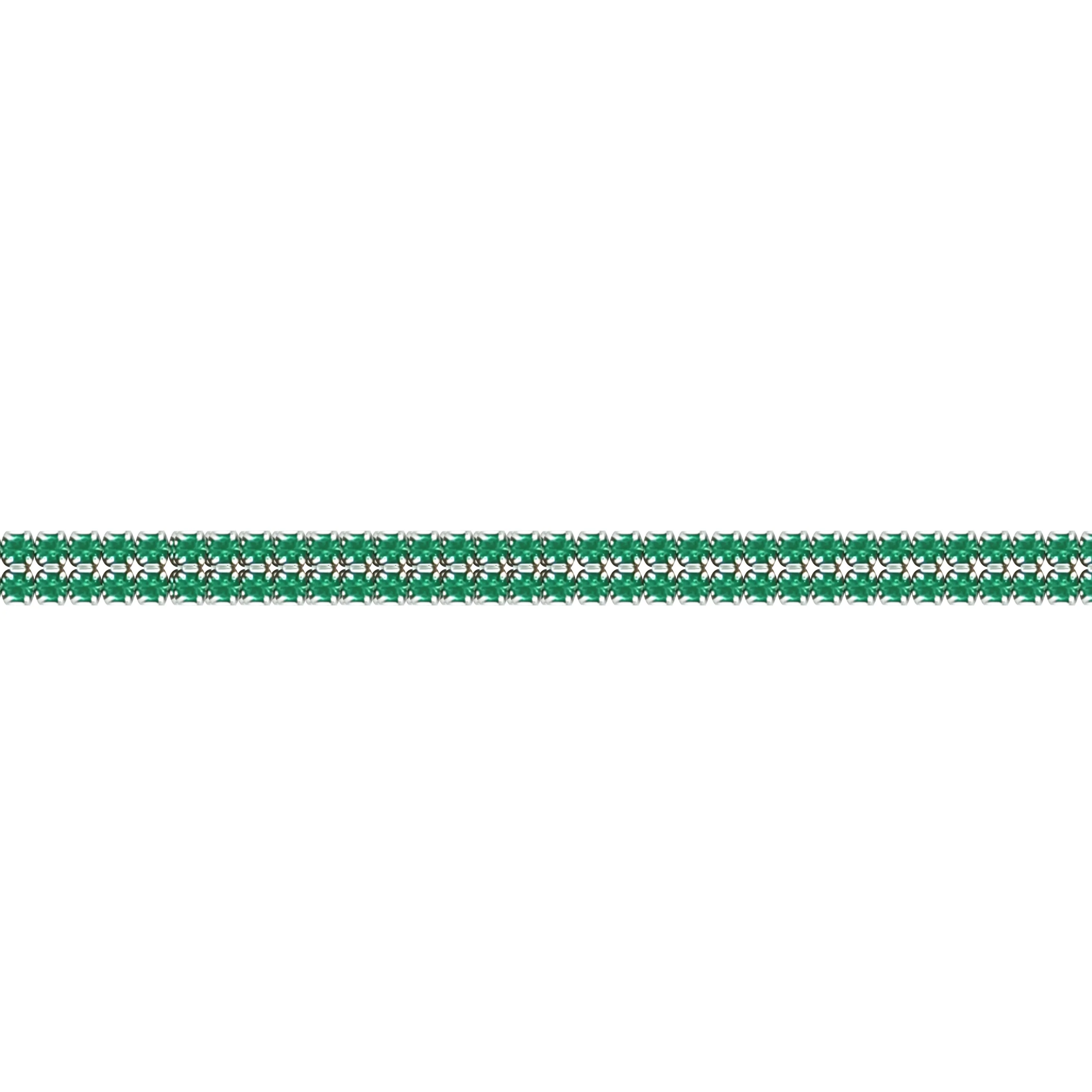Asfour Crystal Tennis Bracelet With Emerald Round Zircon In 925 Sterling Silver-BM0142-G