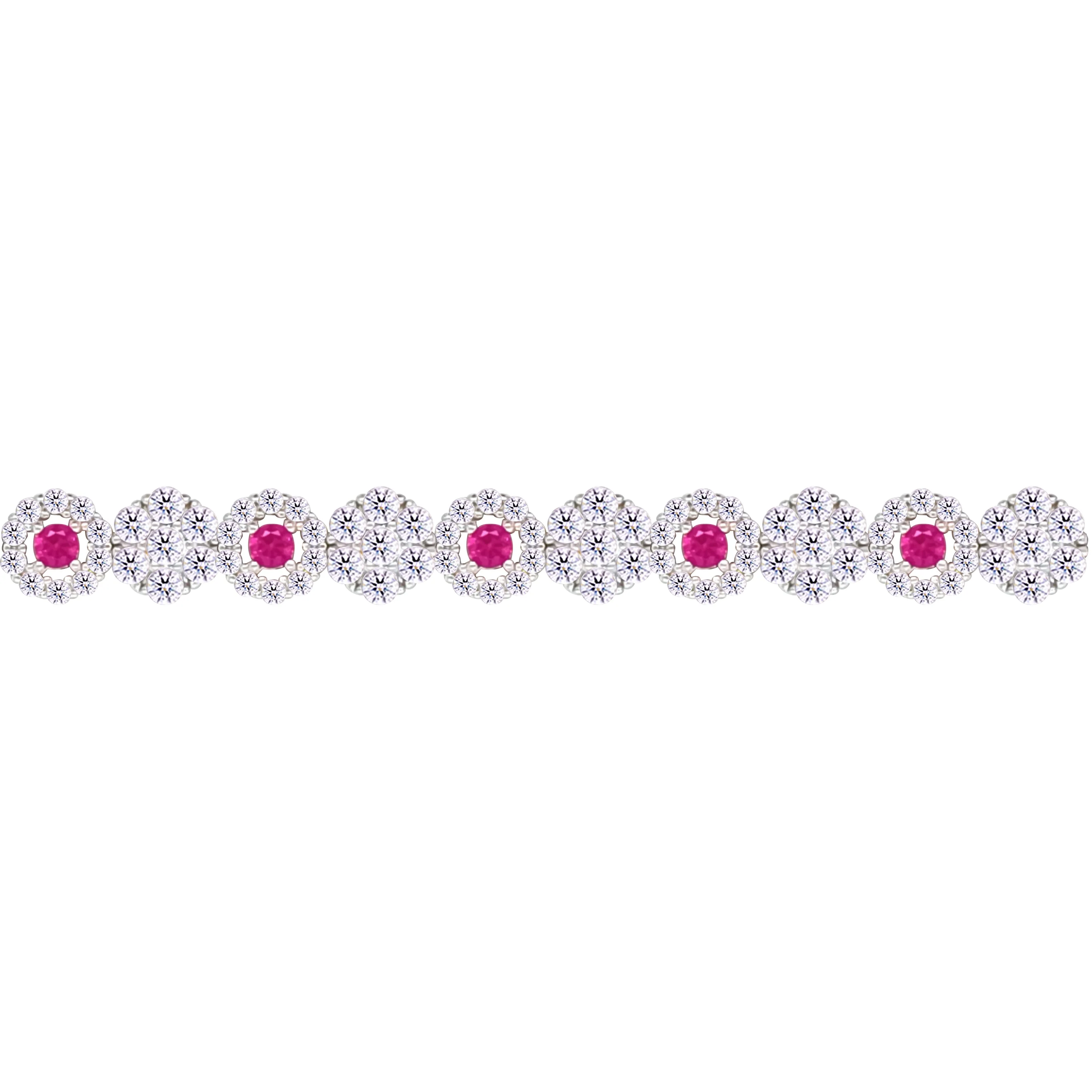Asfour Crystal Tennis Bracelet With Fuchsia & Clear Round Design In 925 Sterling Silver-BM0110-WF