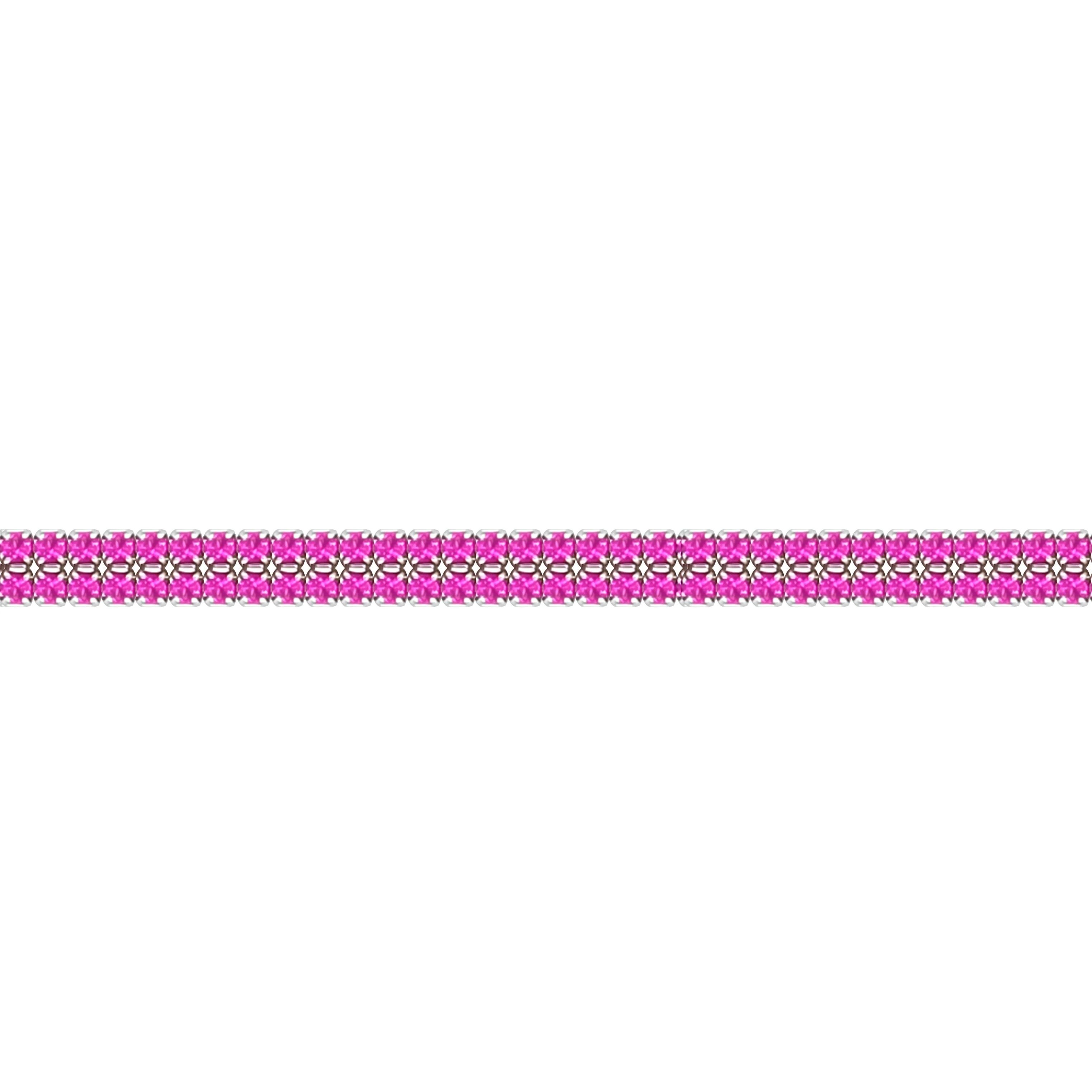 Asfour Crystal Tennis Bracelet With Fuchsia Round Zircon In 925 Sterling Silver-BM0142-F
