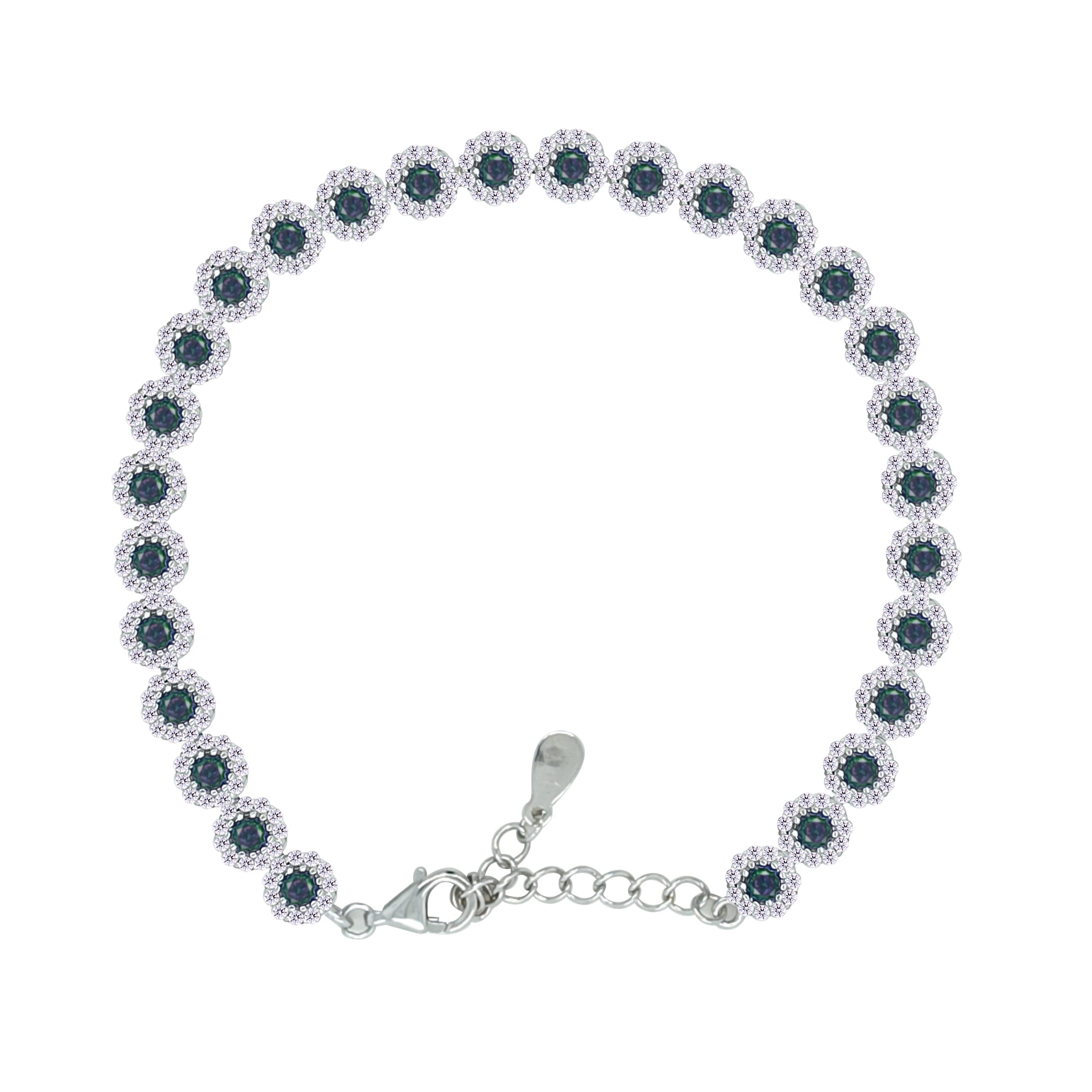 Asfour Crystal Tennis Bracelet With Multi Color Round Design In 925 Sterling Silver-BM0089-U-WAP