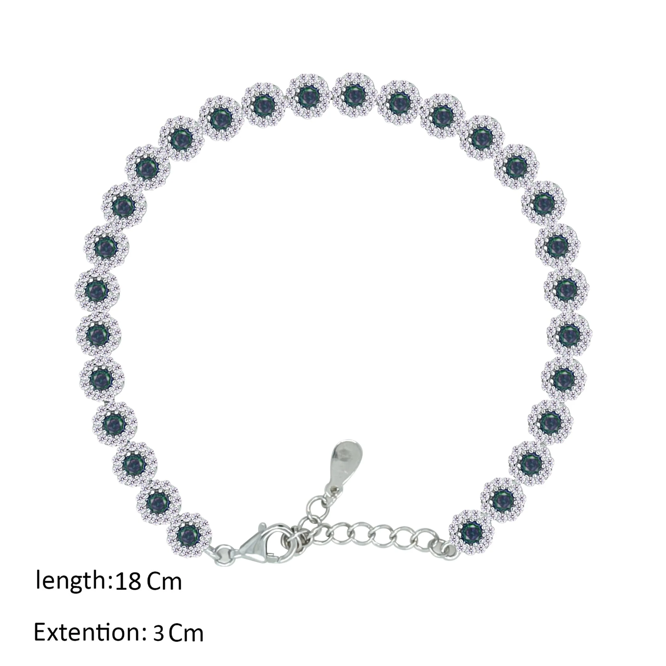 Asfour Crystal Tennis Bracelet With Multi Color Round Design In 925 Sterling Silver-BM0089-U-WAP - Image 2