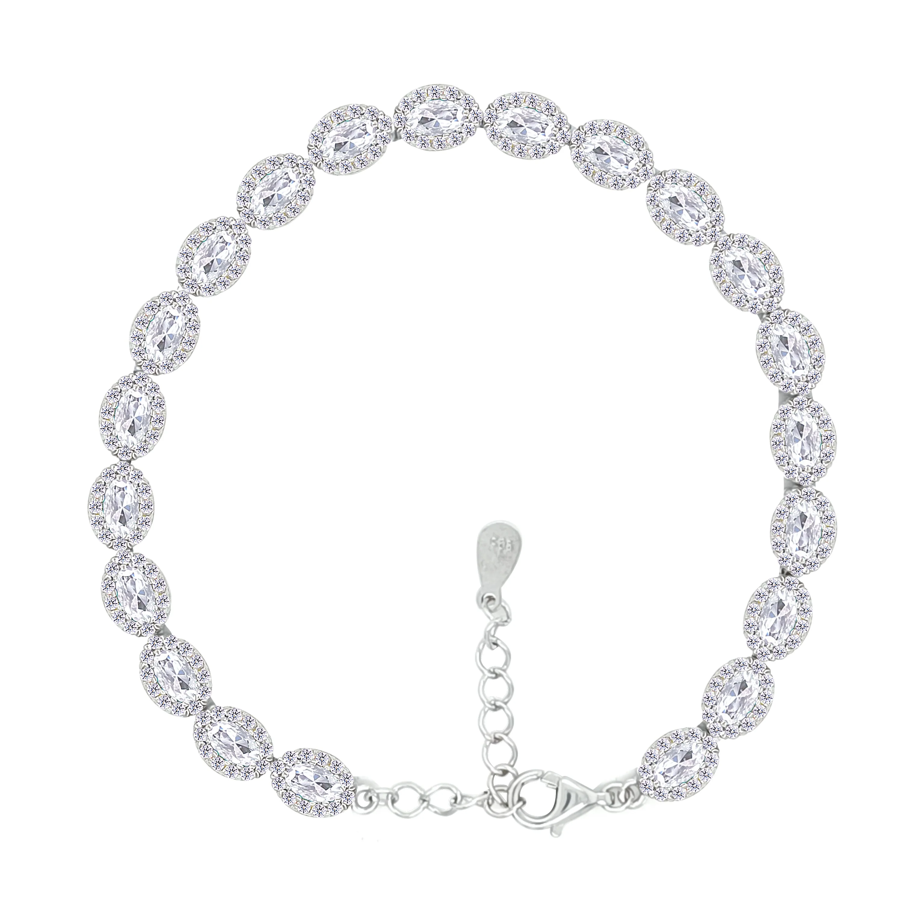 Asfour Crystal Tennis Bracelet With Oval Design In 925 Sterling Silver-BD0286