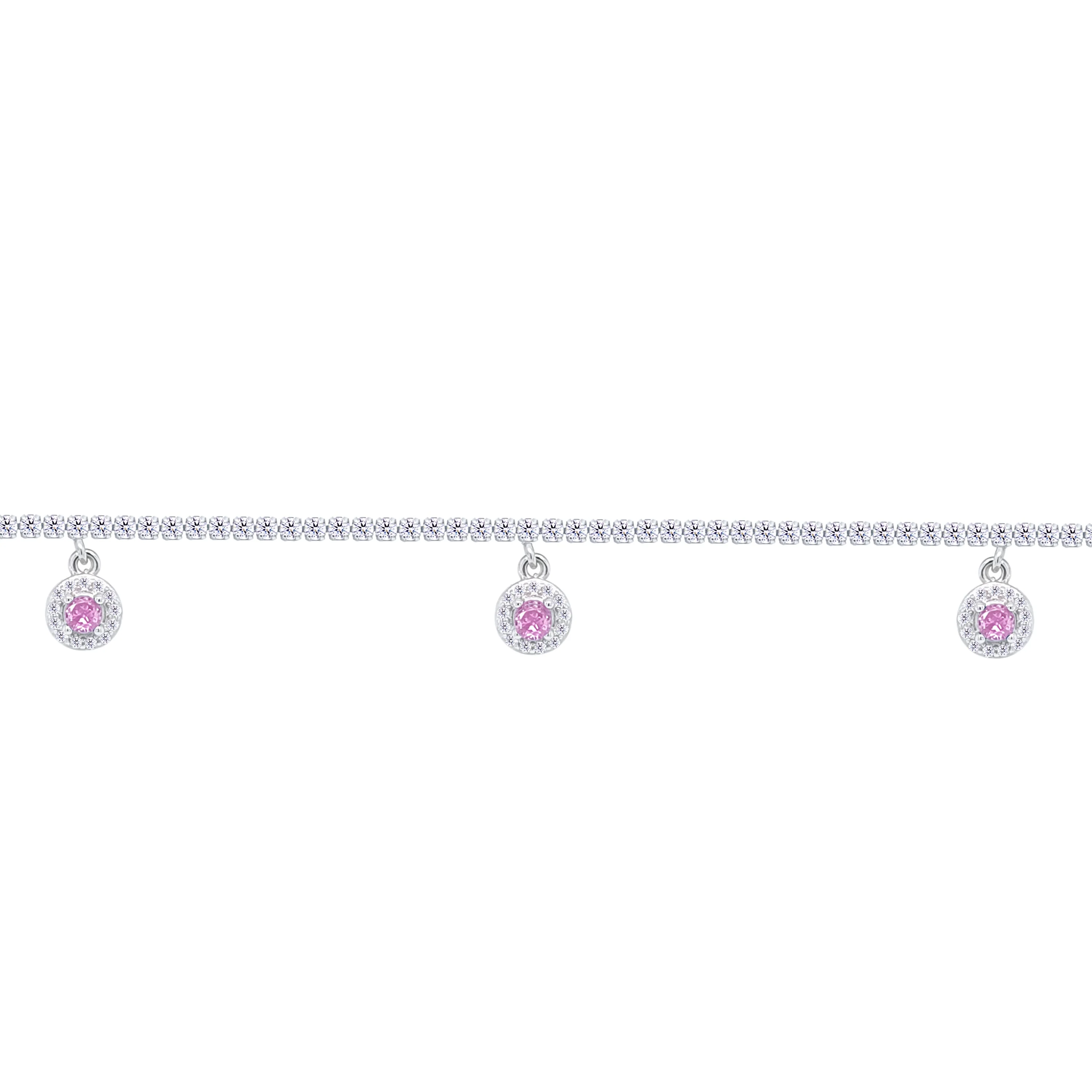 Asfour Crystal Tennis Bracelet With Rose Round Zircon In 925 Sterling Silver-BD0319-WO
