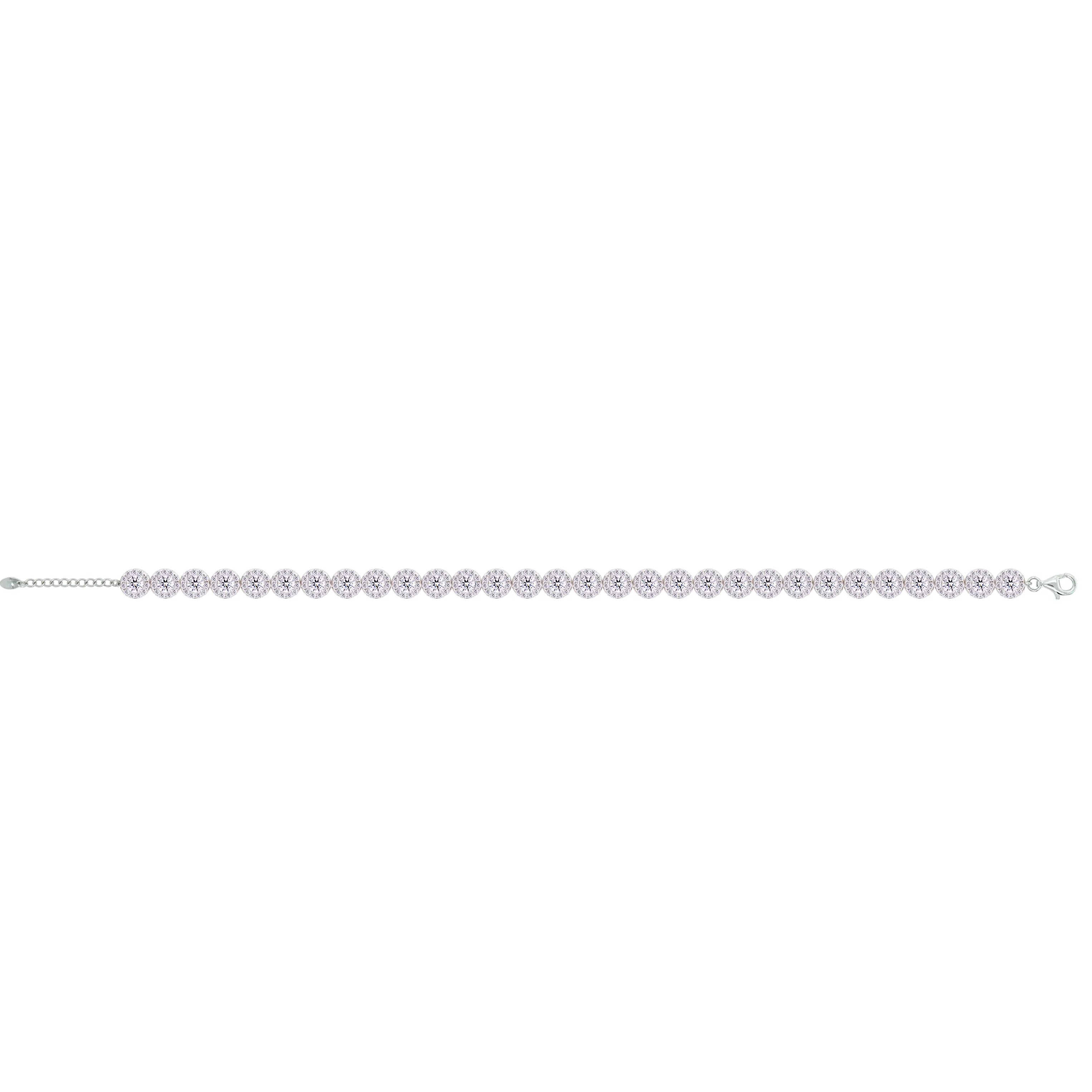 Asfour Crystal Tennis Bracelet With Round Design In 925 Sterling Silver-BM0107 - Image 2