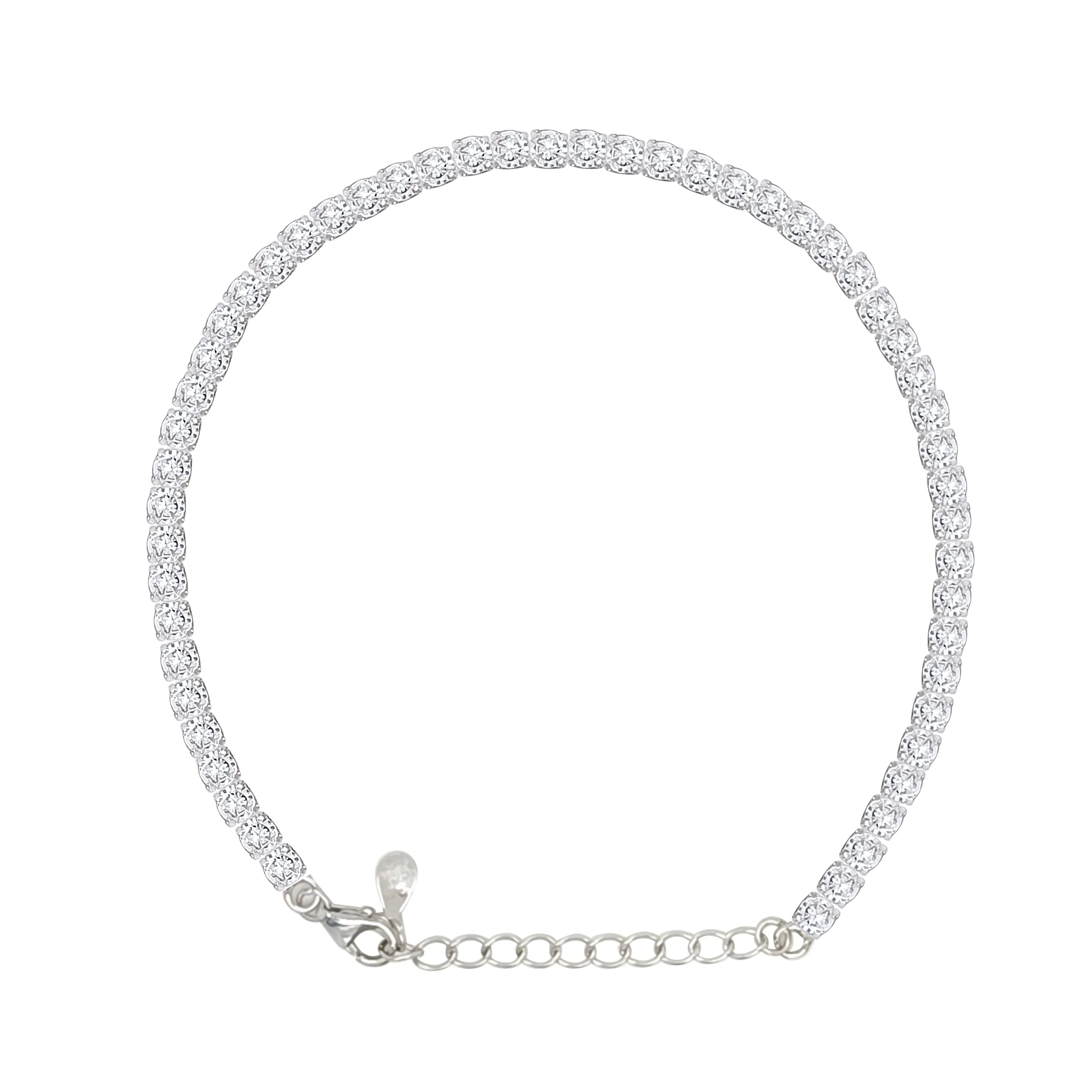 Asfour Crystal Tennis Bracelet With Round Design In 925 Sterling Silver-BM0131