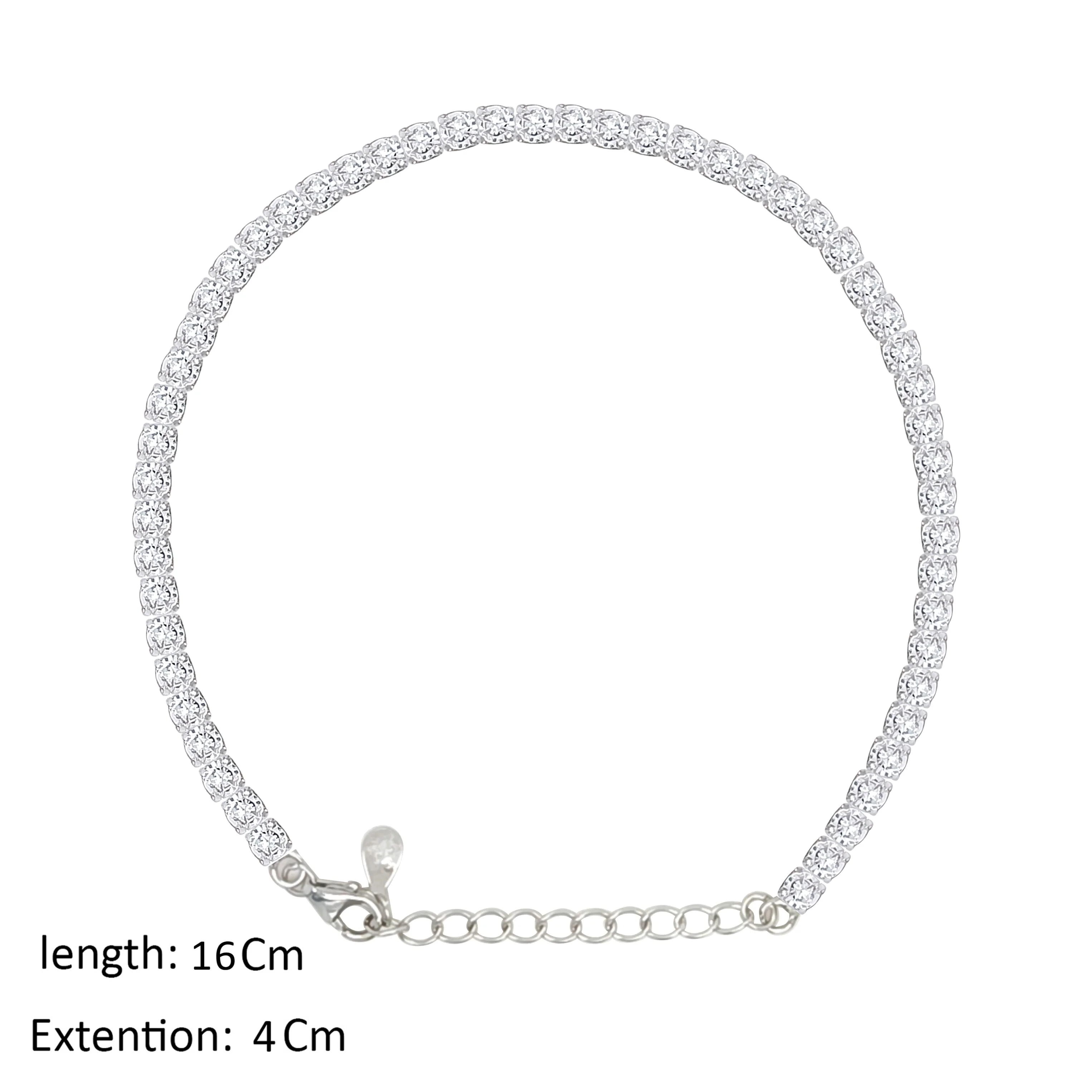 Asfour Crystal Tennis Bracelet With Round Design In 925 Sterling Silver-BM0131 - Image 2