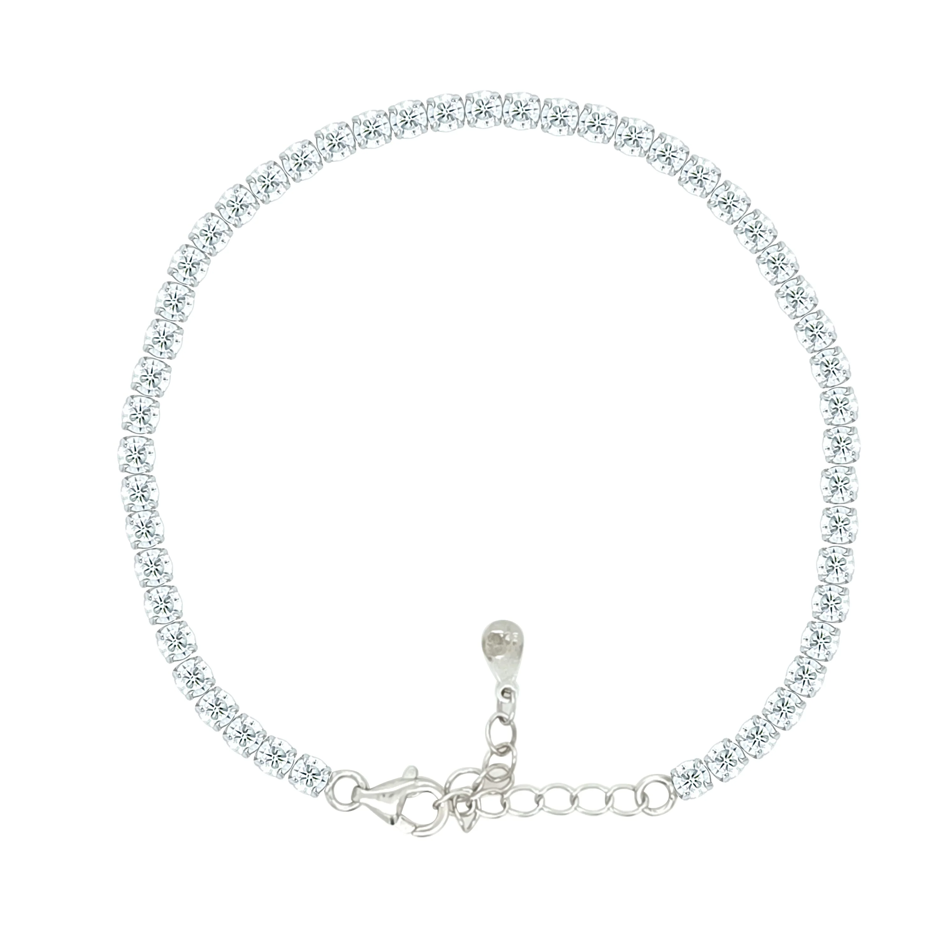Asfour Crystal Tennis Bracelet With Round Design In 925 Sterling Silver-BM0132