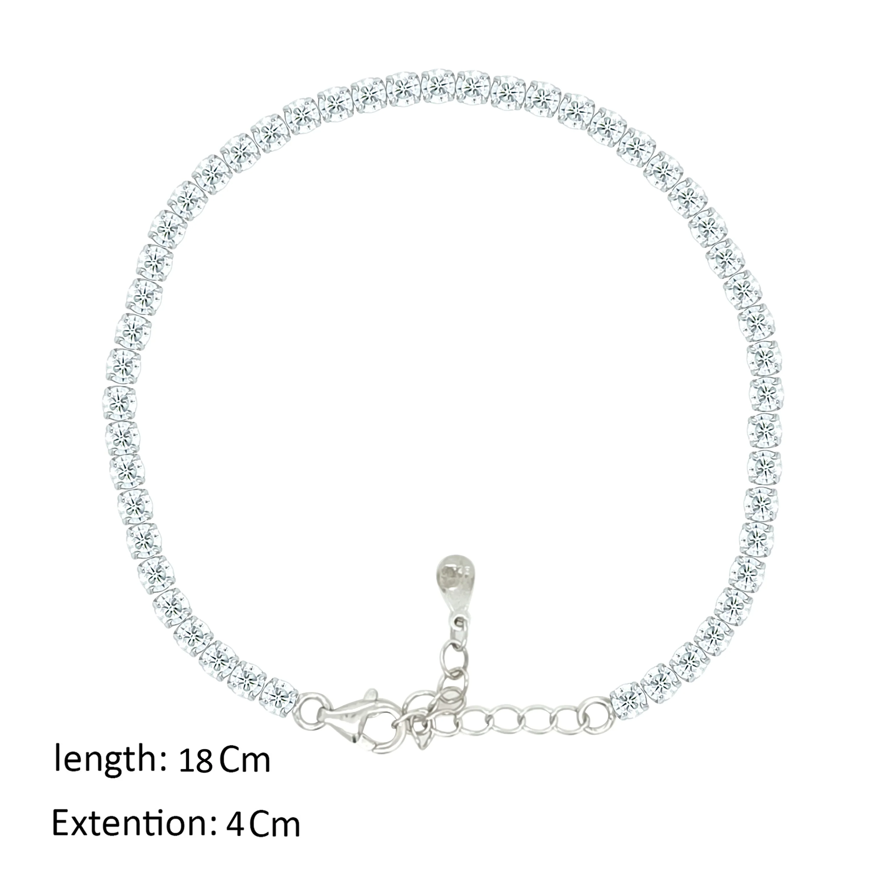 Asfour Crystal Tennis Bracelet With Round Design In 925 Sterling Silver-BM0132 - Image 2
