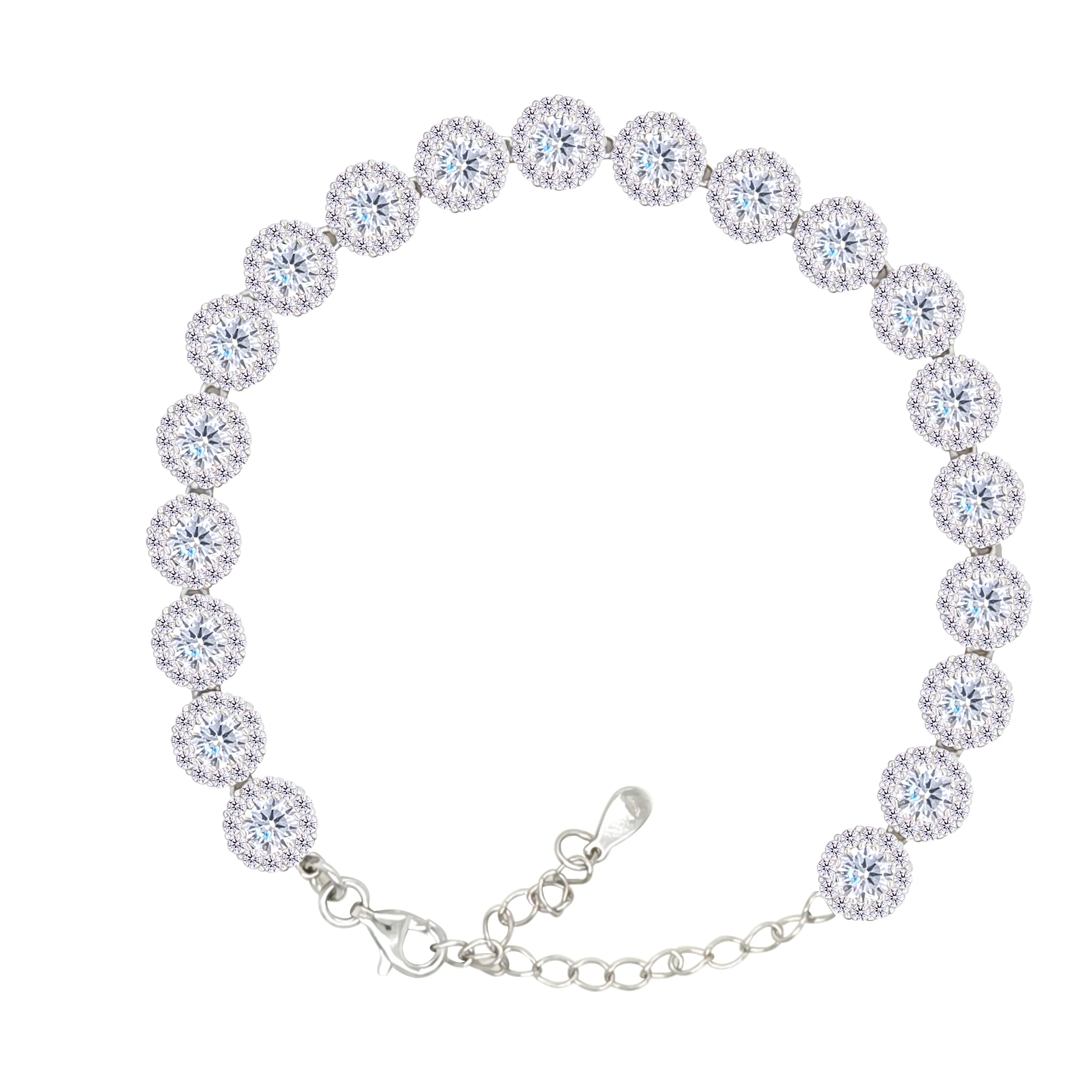 Asfour Crystal Tennis Bracelet With Round Design In 925 Sterling Silver-BM0164