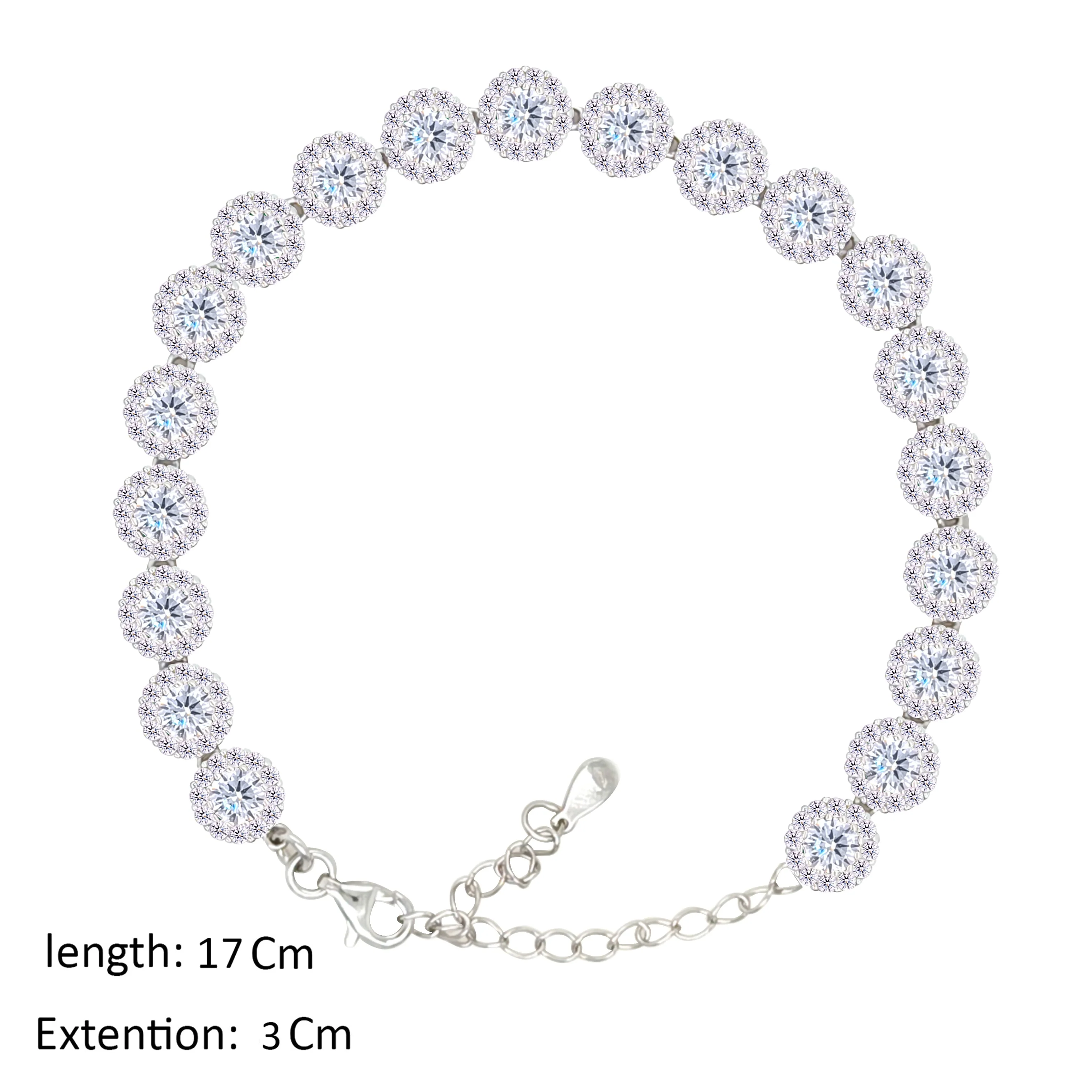 Asfour Crystal Tennis Bracelet With Round Design In 925 Sterling Silver-BM0164 - Image 2