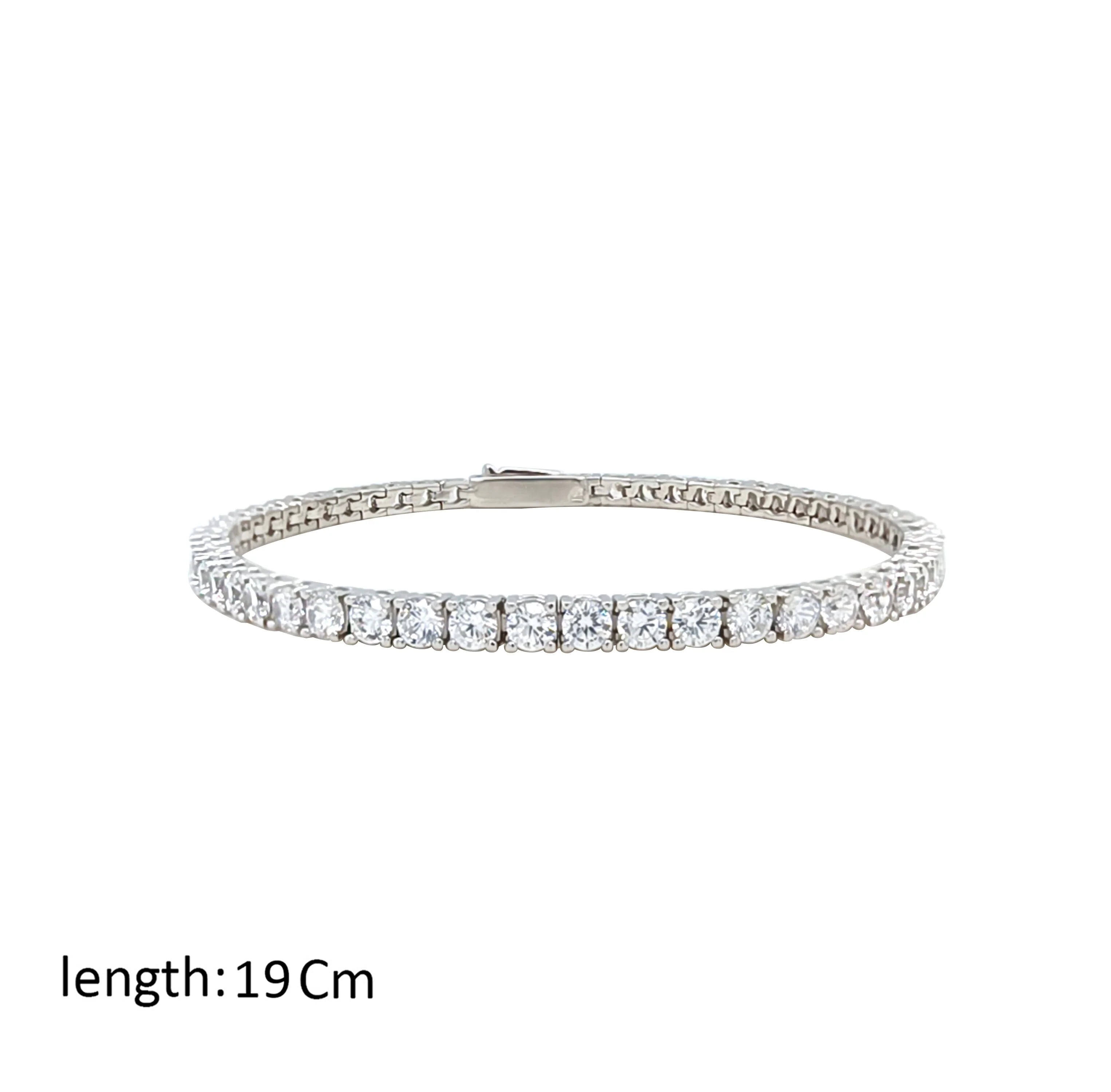 Asfour Crystal Tennis Bracelet With Round Design In 925 Sterling Silver-BM0167 - Image 2
