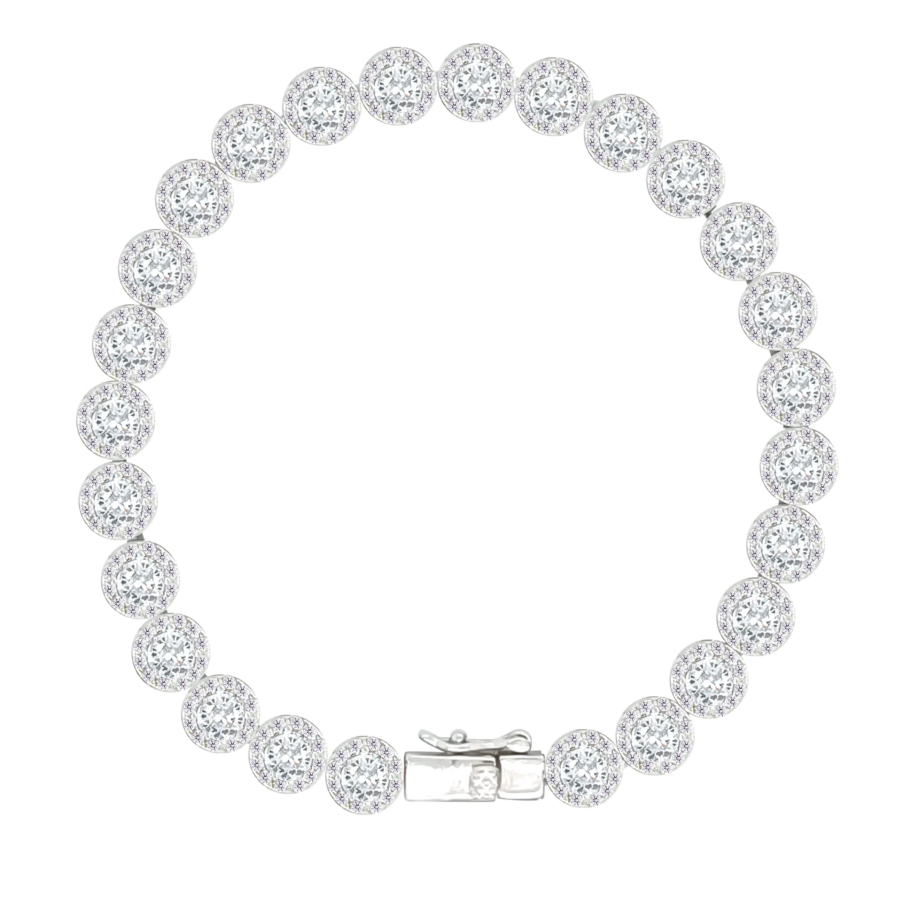 Asfour Crystal Tennis Bracelet With Round Stones In 925 Sterling Silver-BD0282