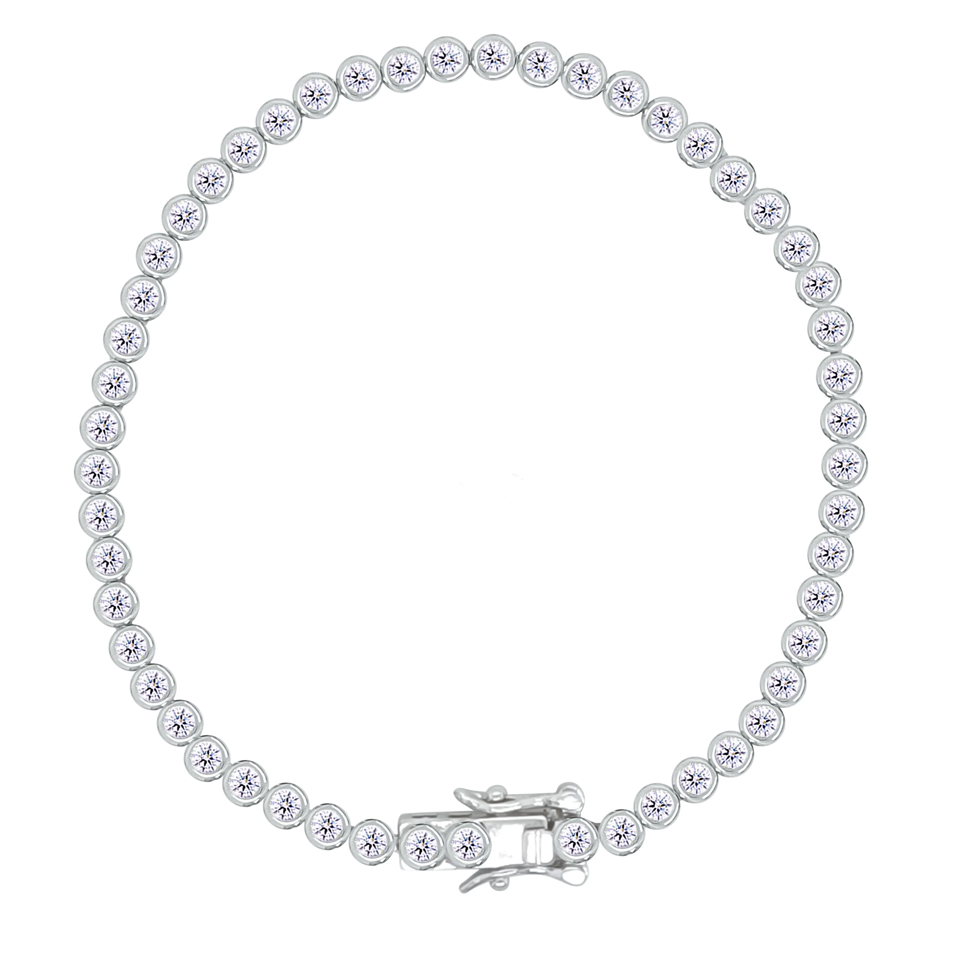 Asfour Crystal Tennis Bracelet With Round Stones In 925 Sterling Silver-BD0284-A