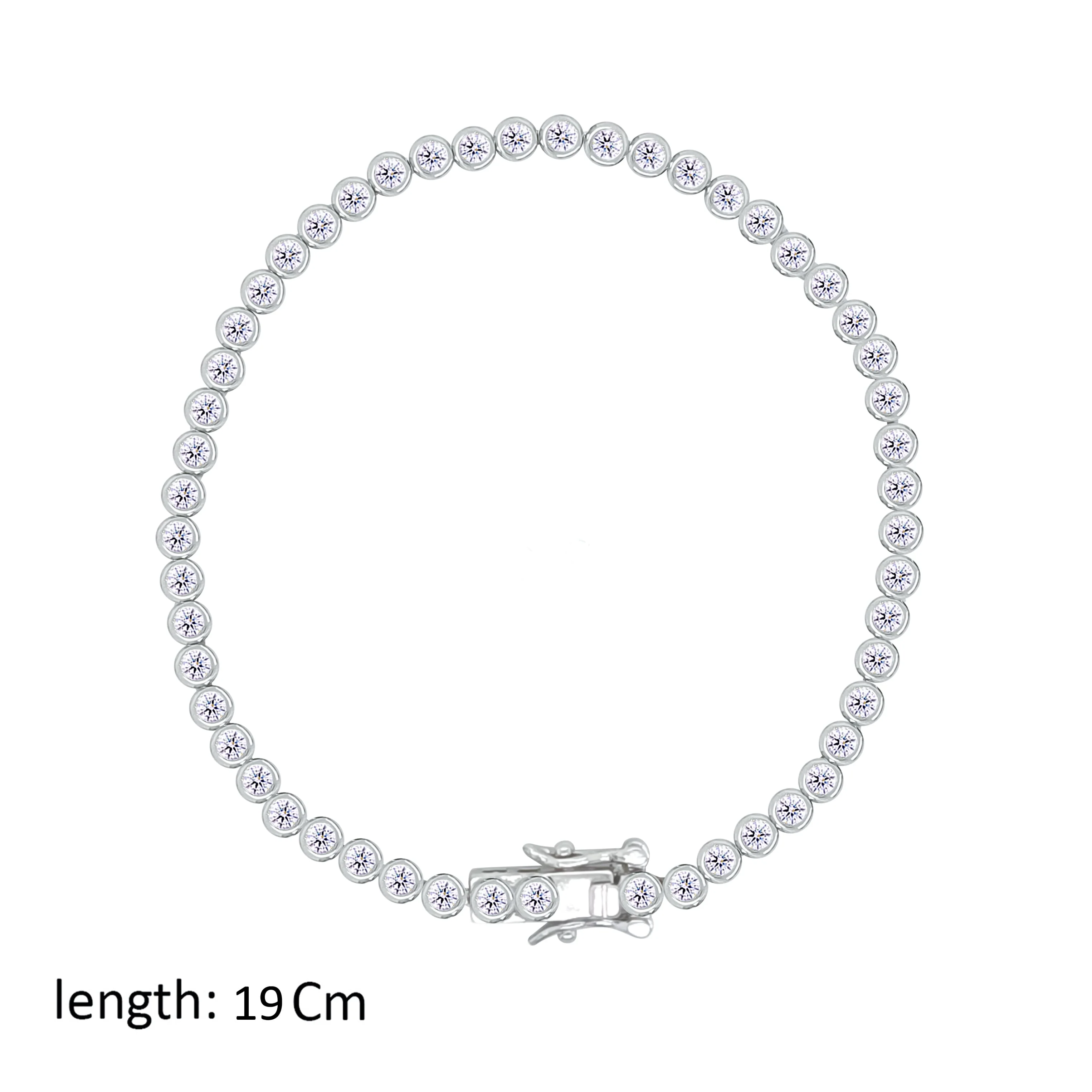 Asfour Crystal Tennis Bracelet With Round Stones In 925 Sterling Silver-BD0284-A - Image 2