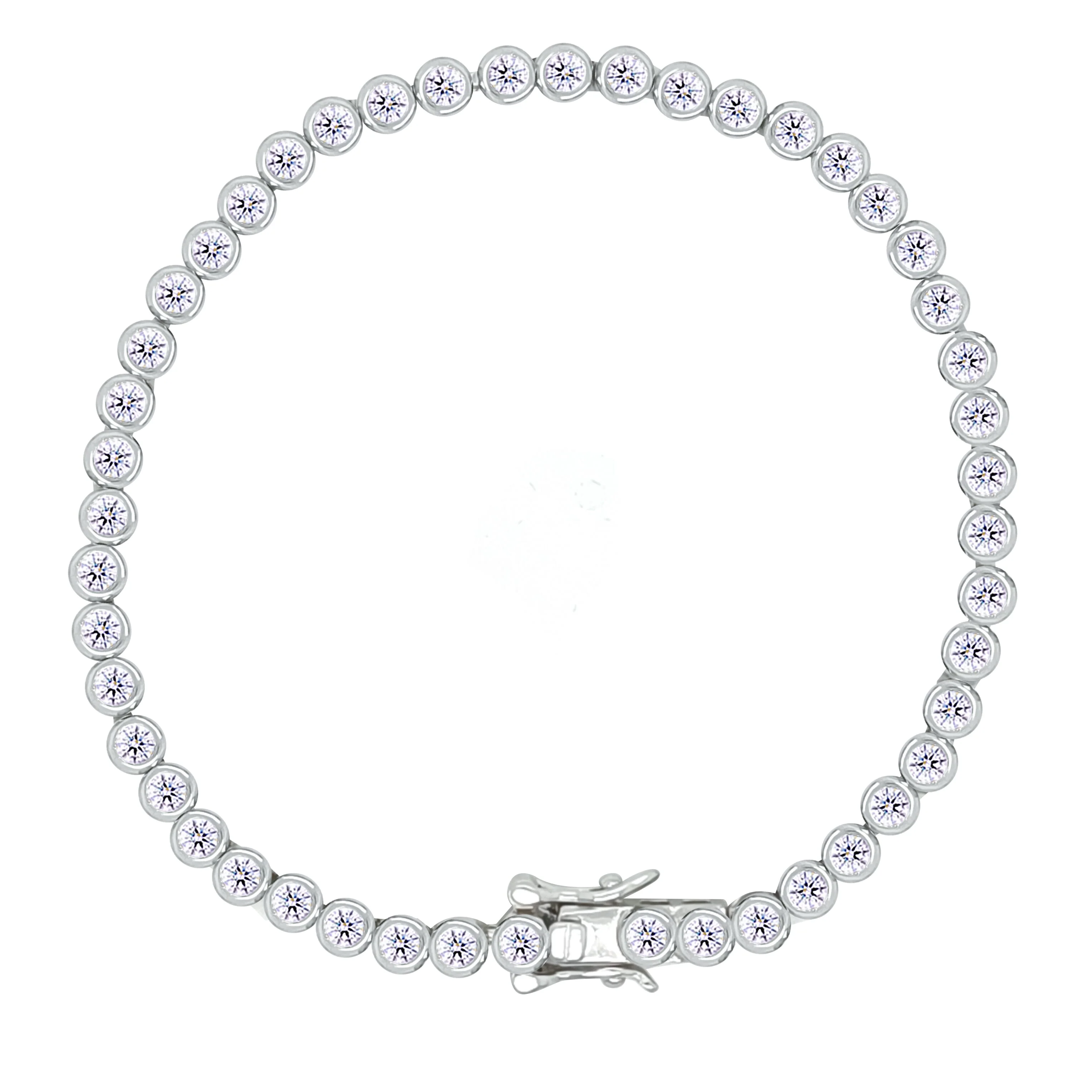 Asfour Crystal Tennis Bracelet With Round Stones In 925 Sterling Silver-BD0284