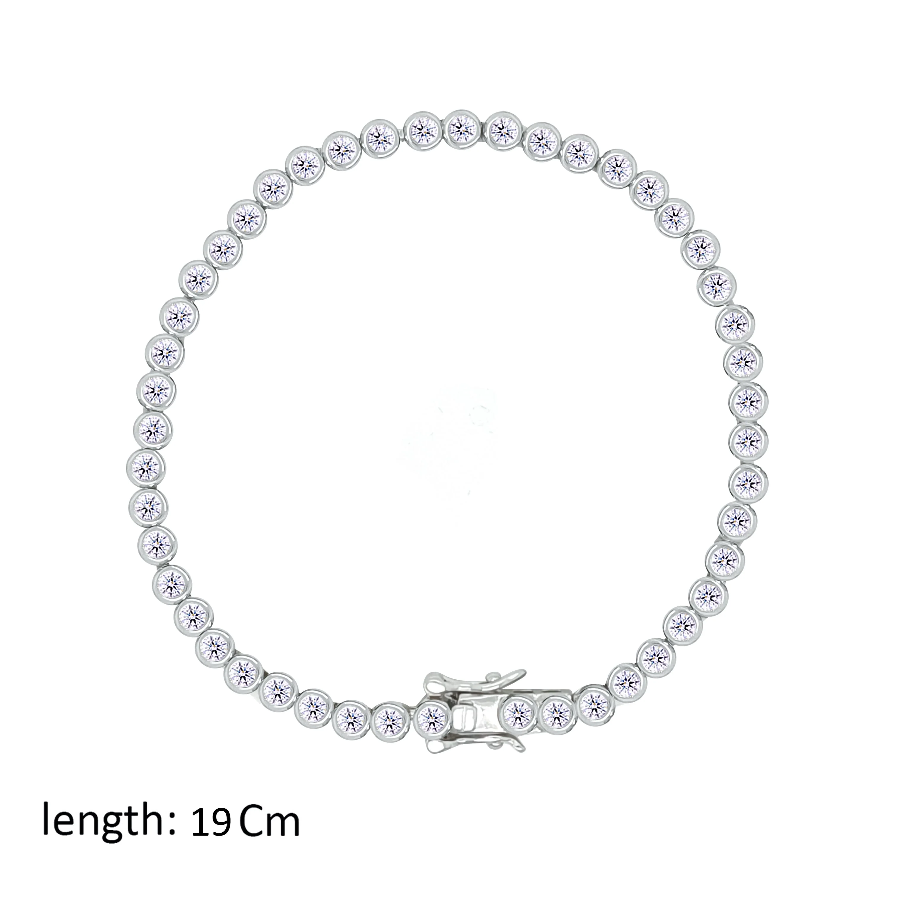 Asfour Crystal Tennis Bracelet With Round Stones In 925 Sterling Silver-BD0284 - Image 2