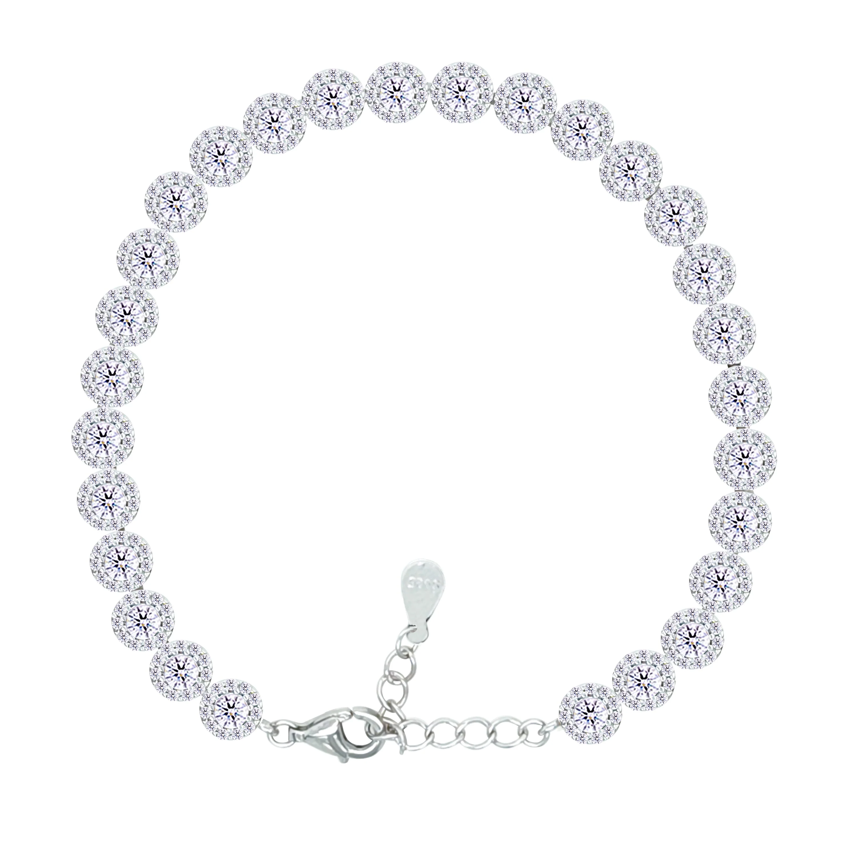 Asfour Crystal Tennis Bracelet With Round Stones In 925 Sterling Silver-BD0285