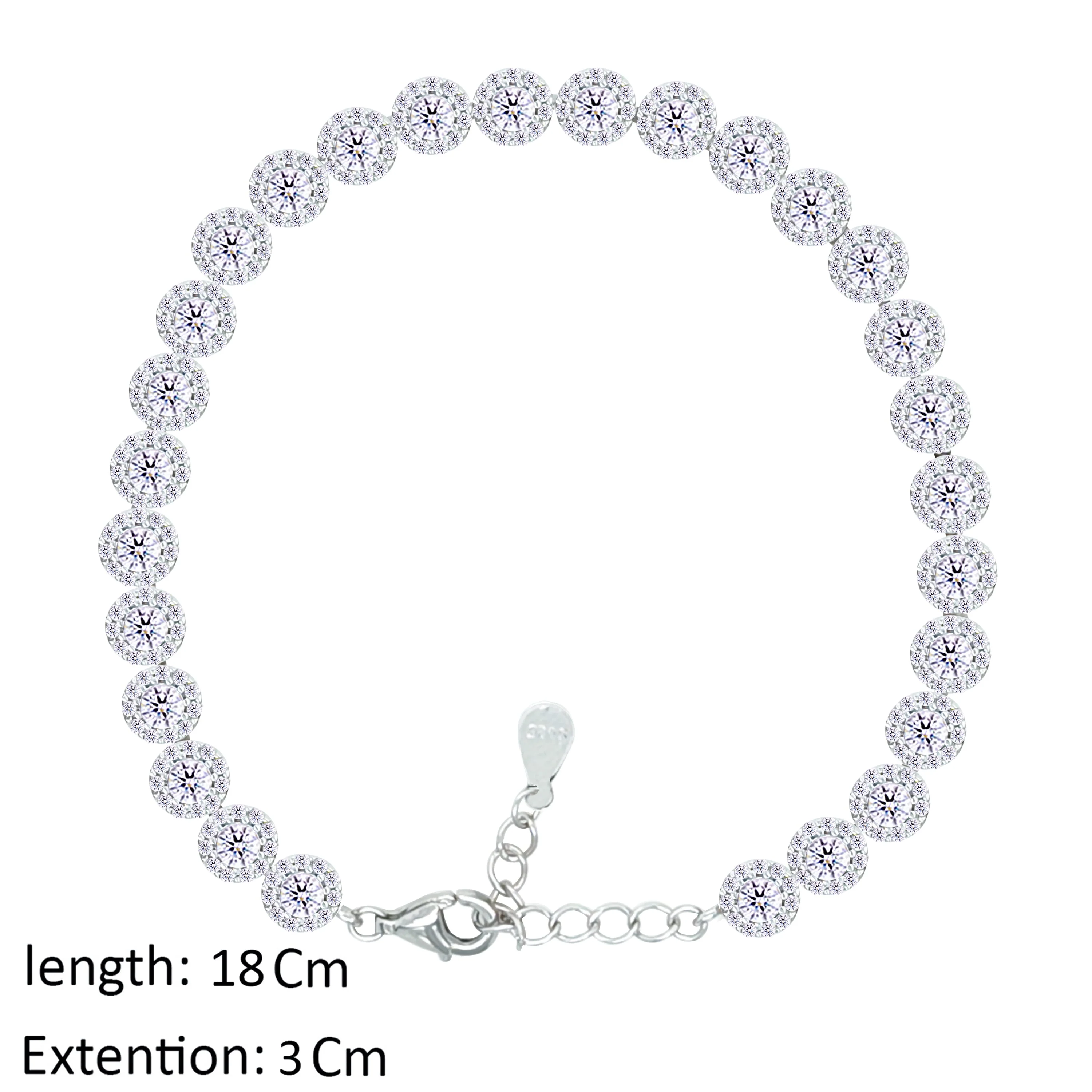 Asfour Crystal Tennis Bracelet With Round Stones In 925 Sterling Silver-BD0285 - Image 2