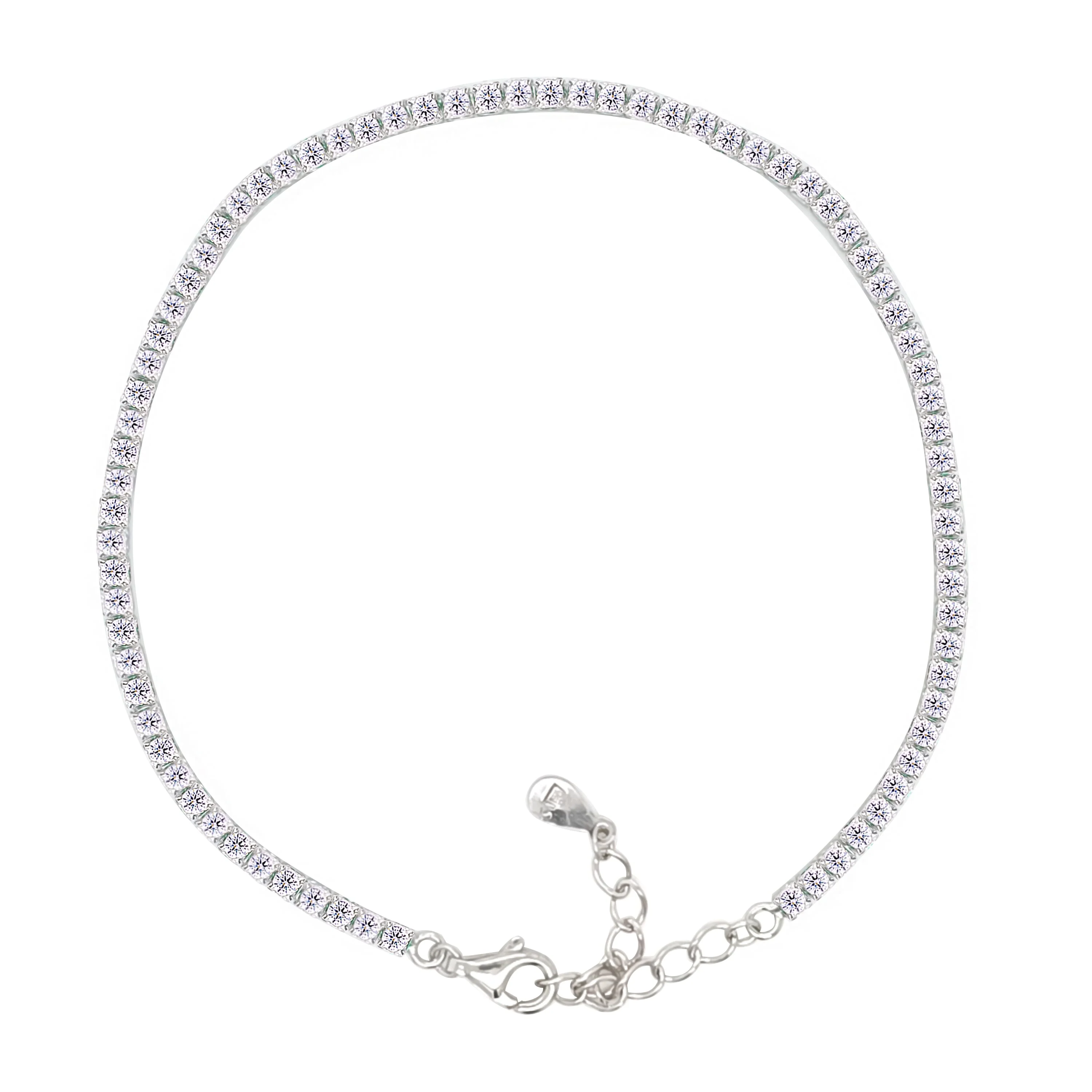 Asfour Crystal Tennis Bracelet With Round Zircon In 925 Sterling Silver-BM0133