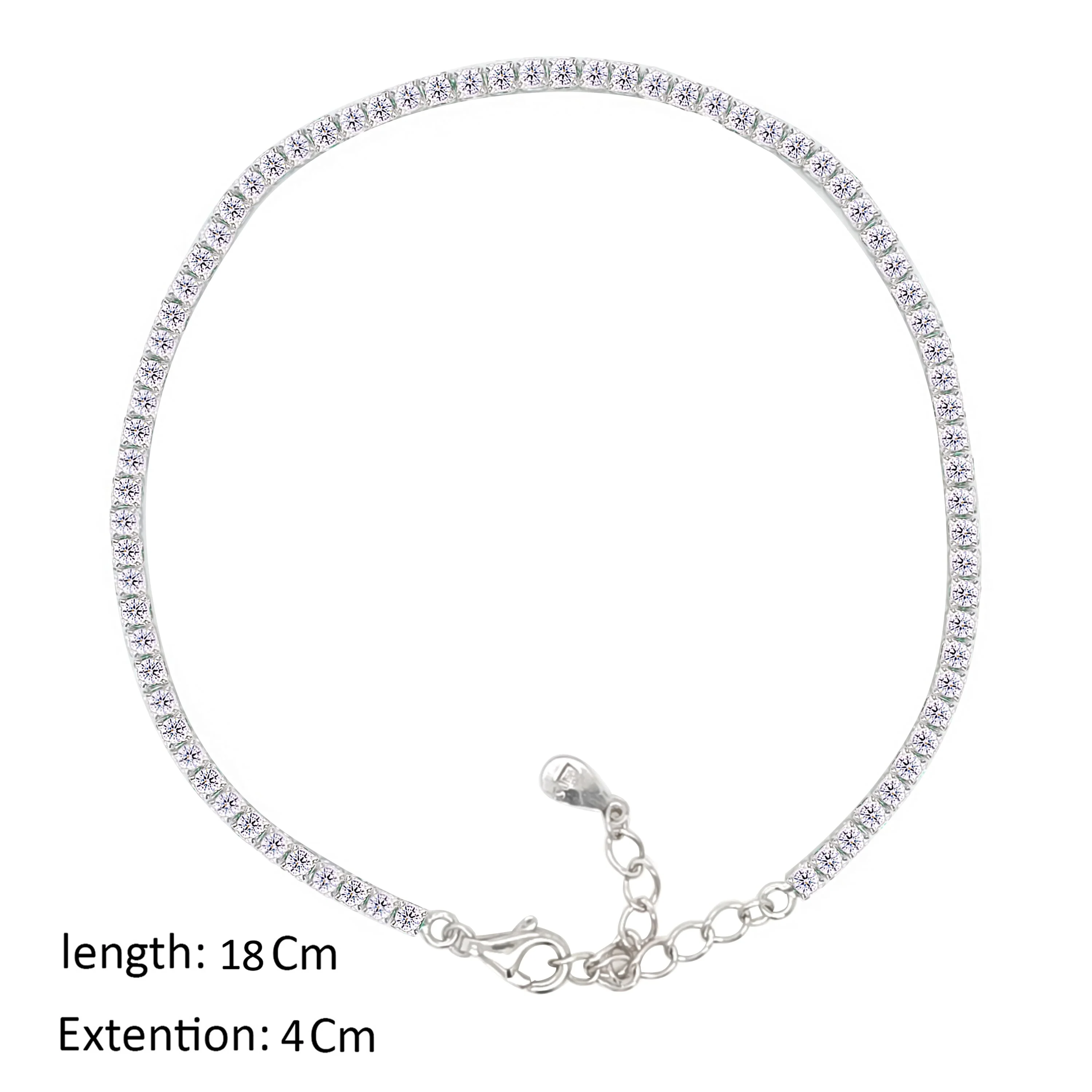 Asfour Crystal Tennis Bracelet With Round Zircon In 925 Sterling Silver-BM0133 - Image 2