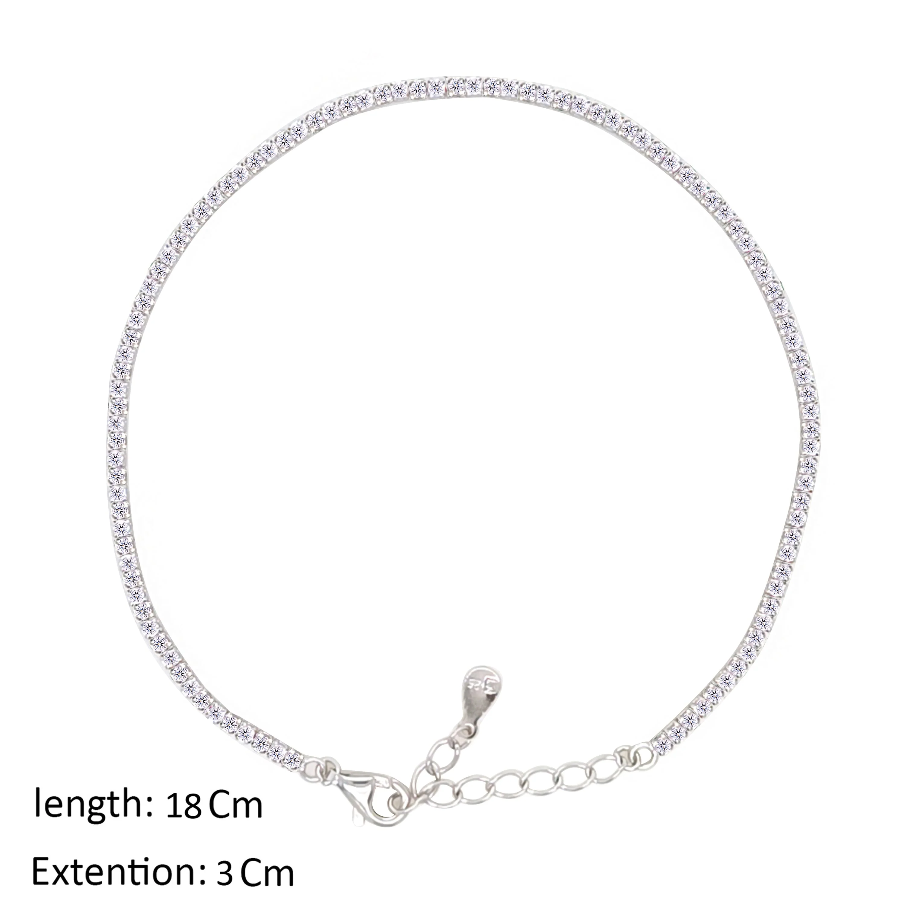 Asfour Crystal Tennis Bracelet With Round Zircon In 925 Sterling Silver-BM0134 - Image 2