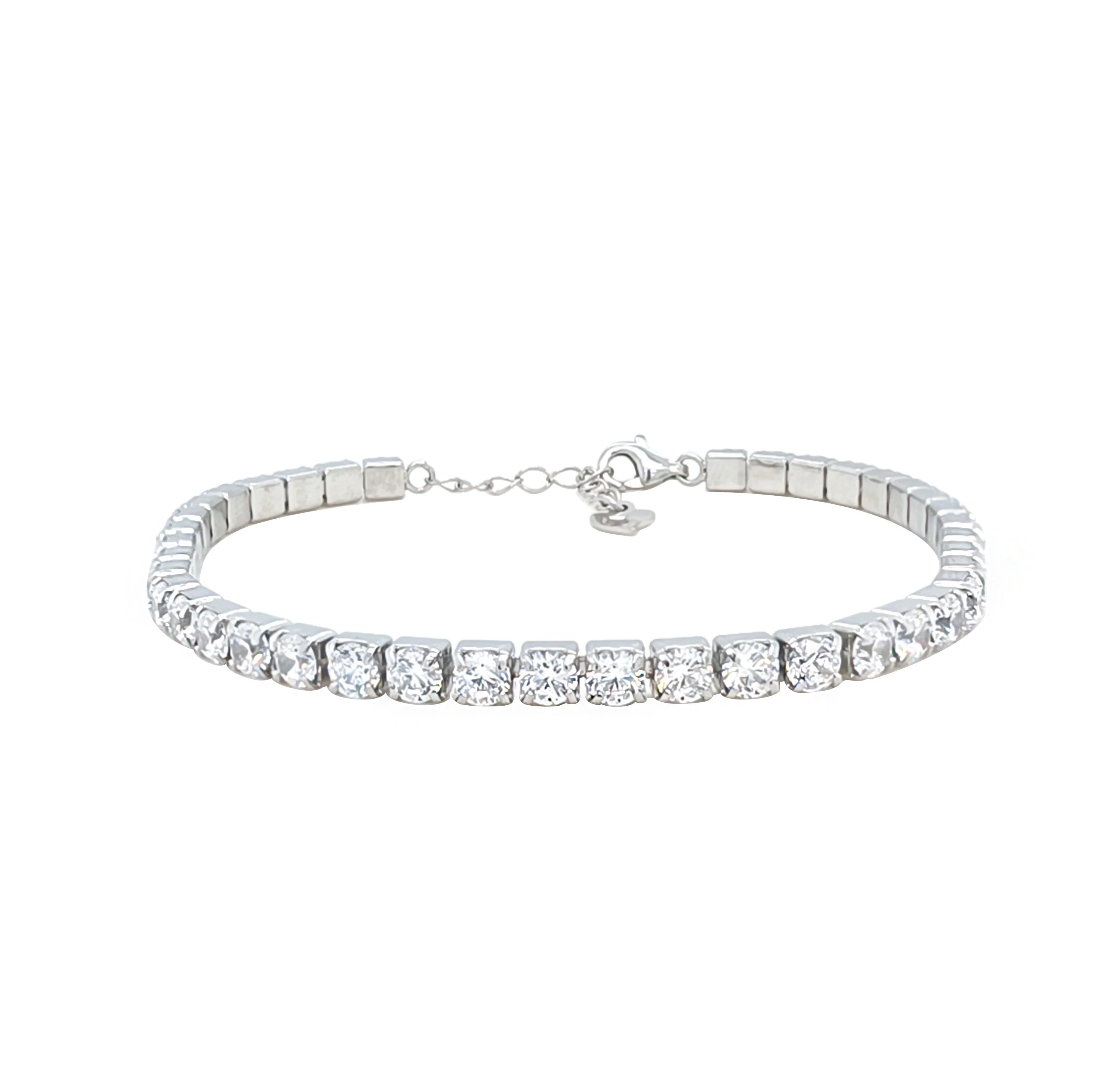 Asfour Crystal Tennis Bracelet With Round Zircon In 925 Sterling Silver-BM0145