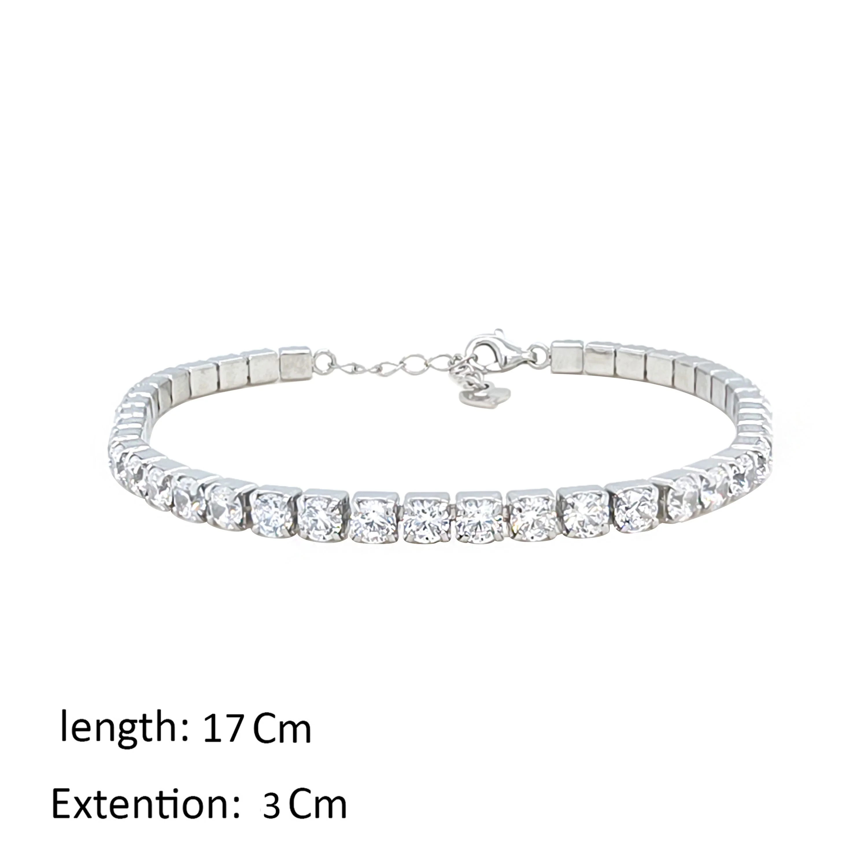 Asfour Crystal Tennis Bracelet With Round Zircon In 925 Sterling Silver-BM0145 - Image 2