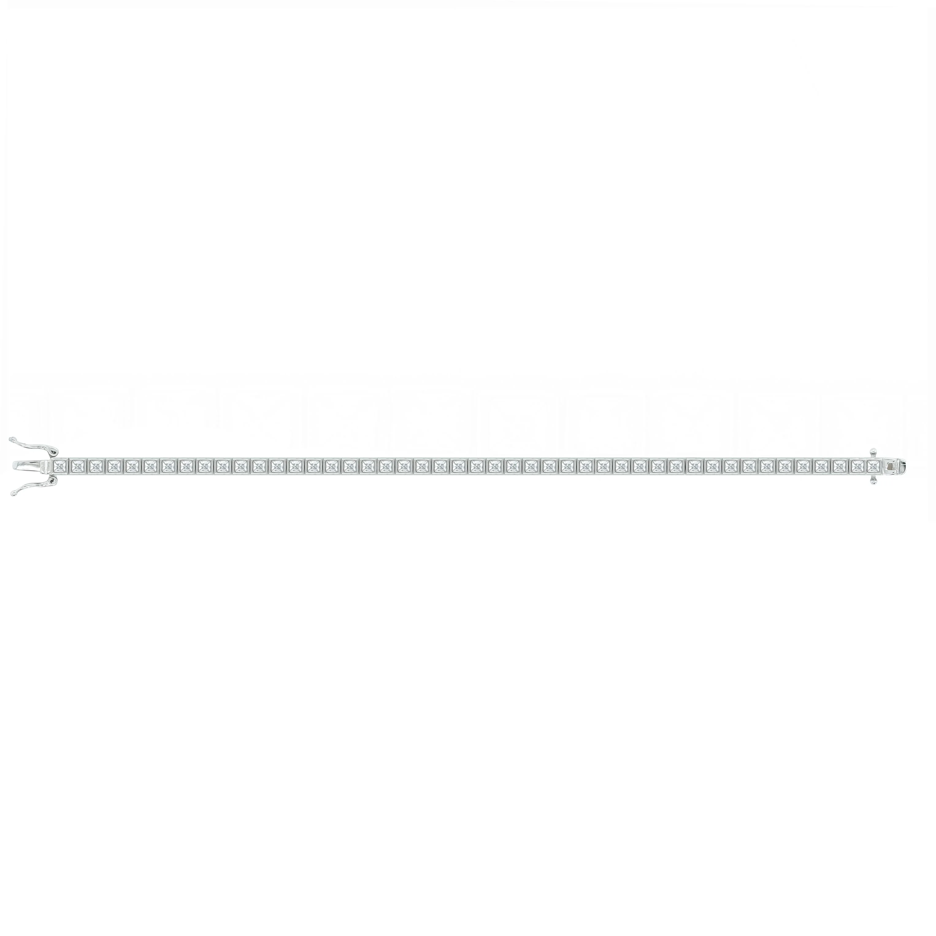 Asfour Crystal Tennis Bracelet With Square Zircon Stones In 925 Sterling Silver-BD0320