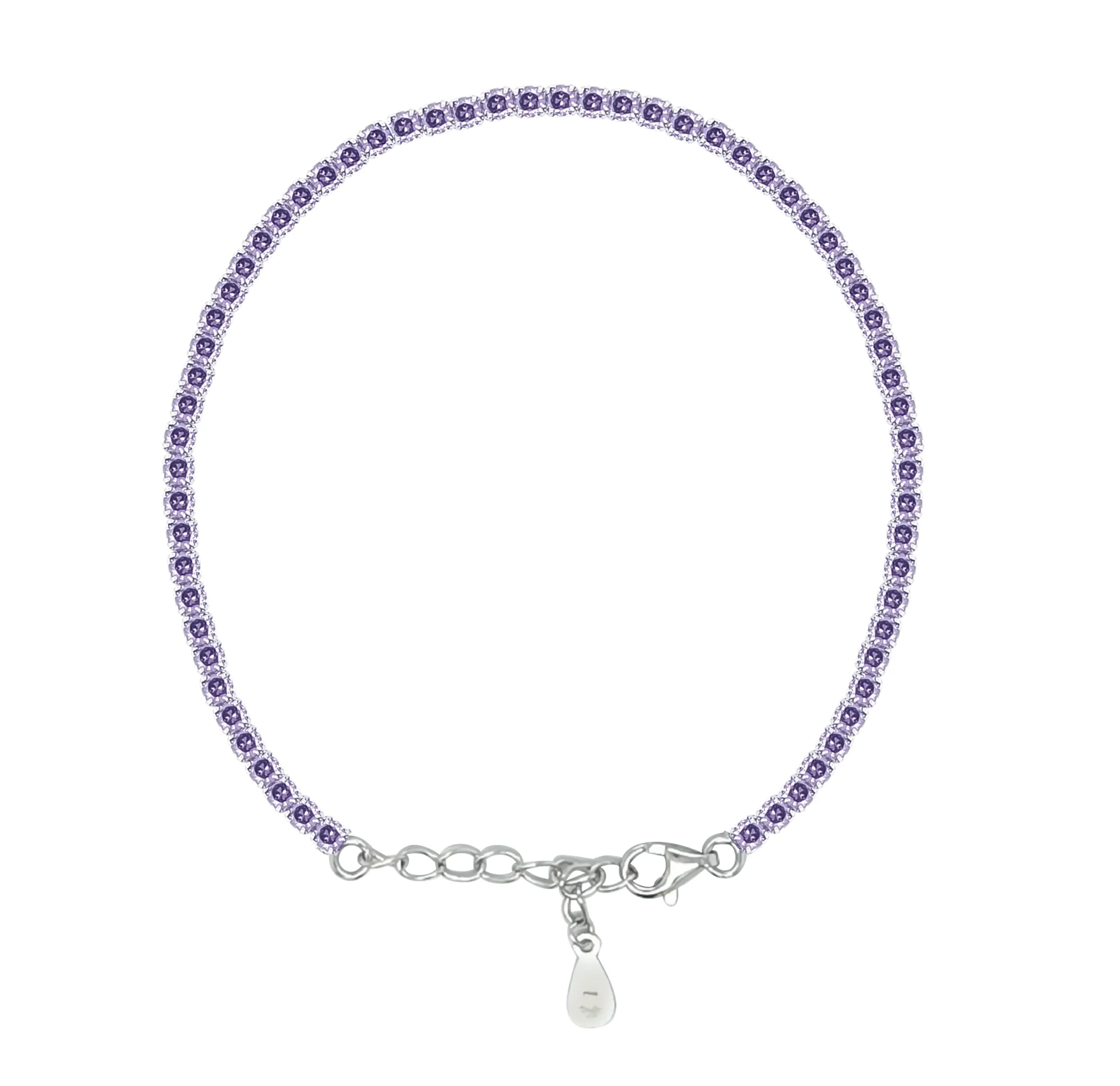 Asfour Crystal Tennis Bracelet With Tenzanite Round Zircon In 925 Sterling Silver-BD0141-N