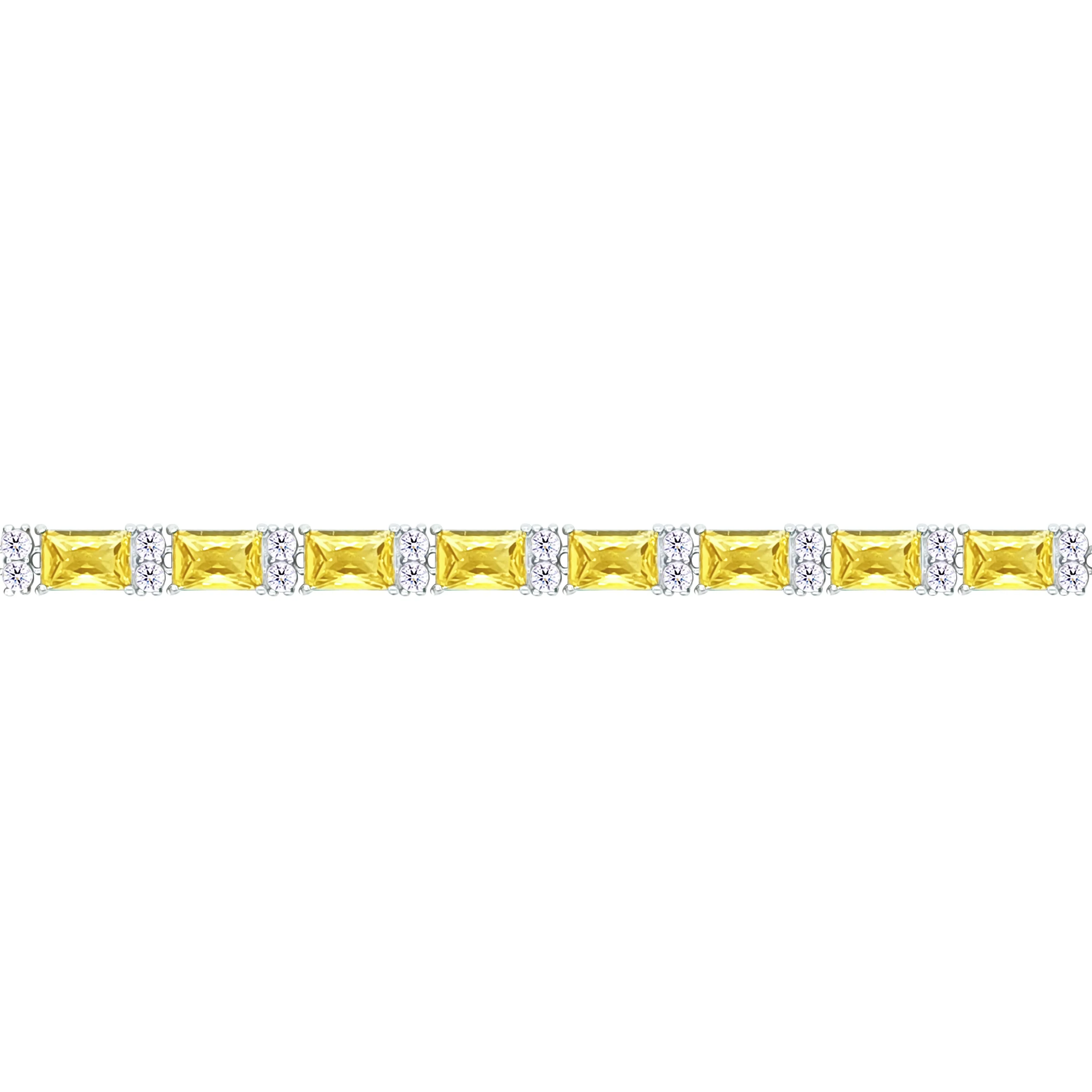 Asfour Crystal Tennis Bracelet With Yellow Emerald Design In 925 Sterling Silver-BD0289-Y