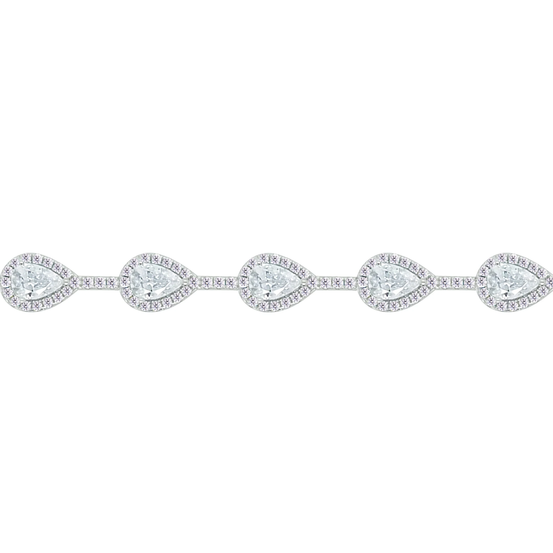 Asfour Crystal Tennis Bracelet With Zircon Pear Design In 925 Sterling Silver-BM0083