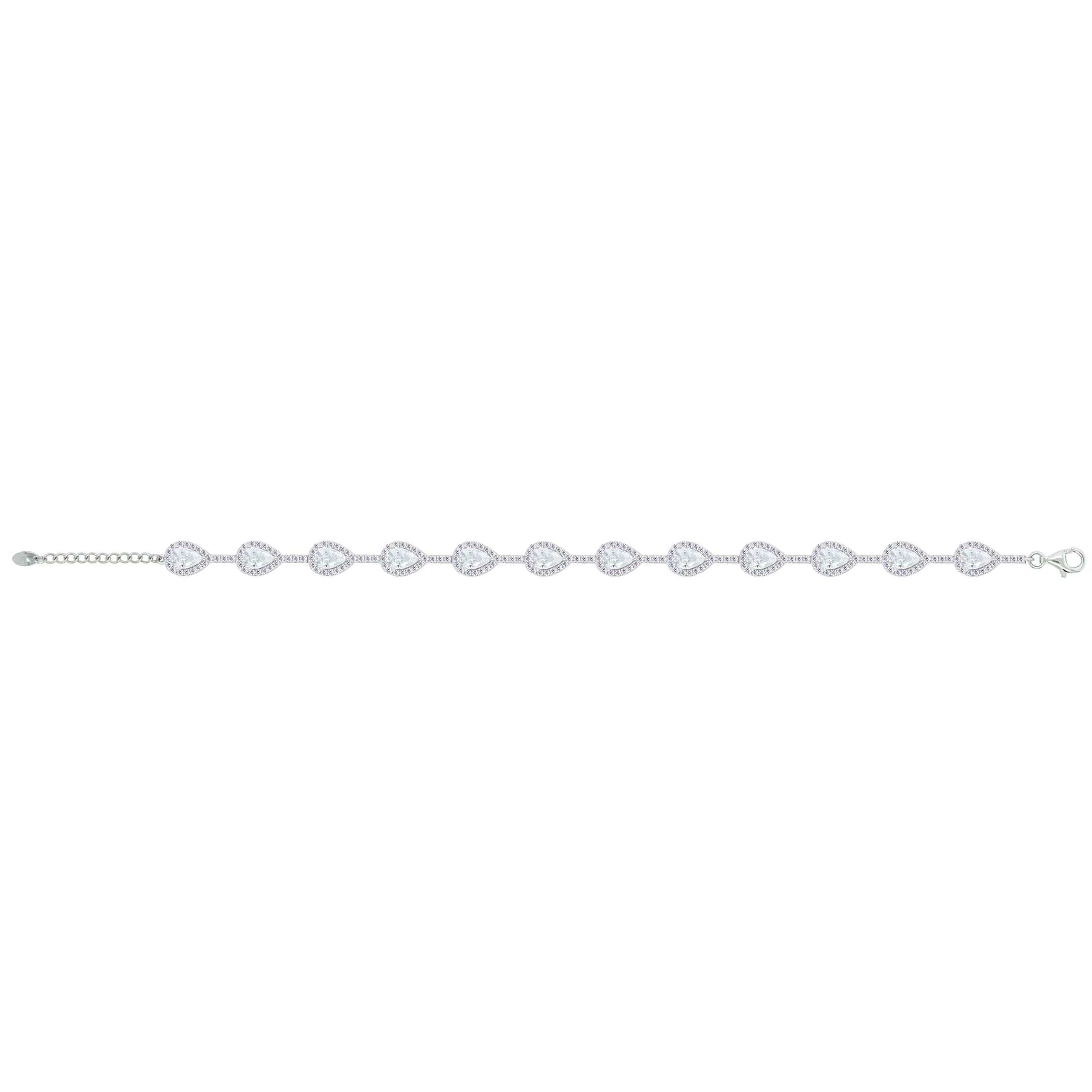 Asfour Crystal Tennis Bracelet With Zircon Pear Design In 925 Sterling Silver-BM0083 - Image 2