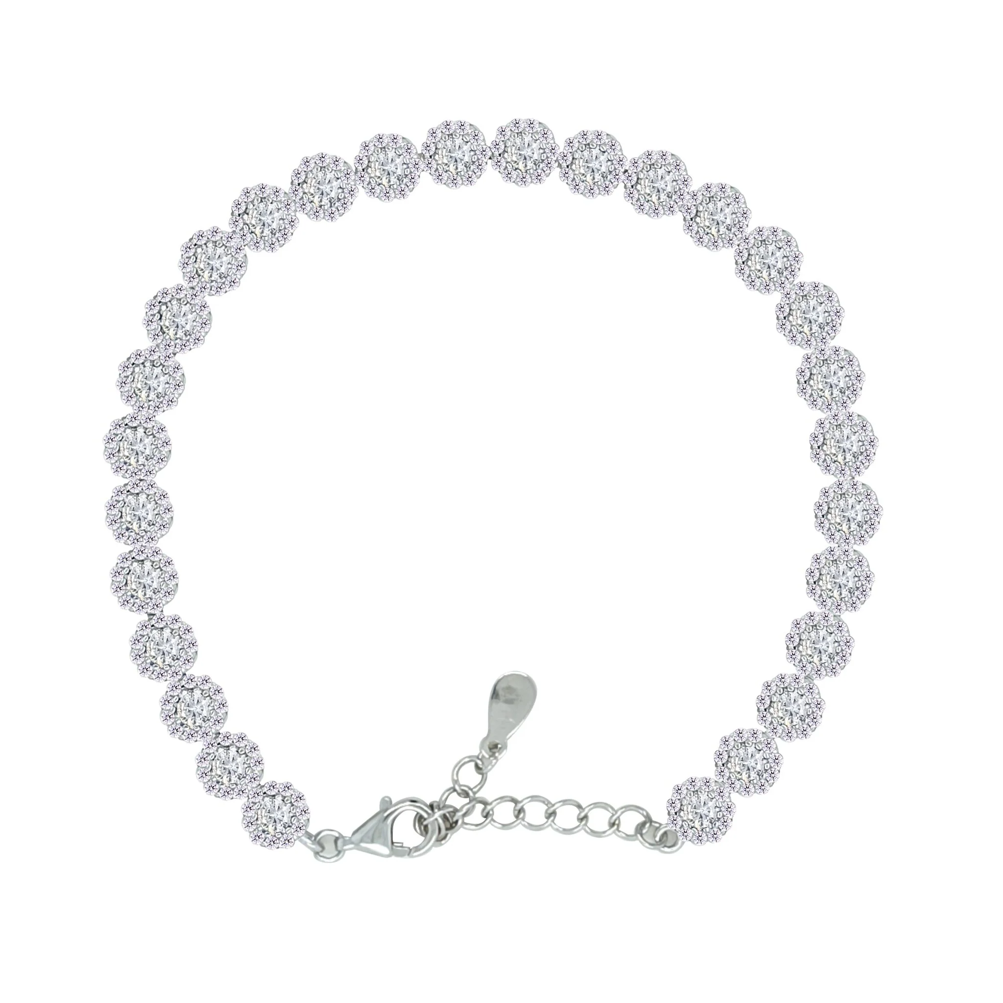 Asfour Crystal Tennis Bracelet With Zircon Round Design In 925 Sterling Silver-BM0089