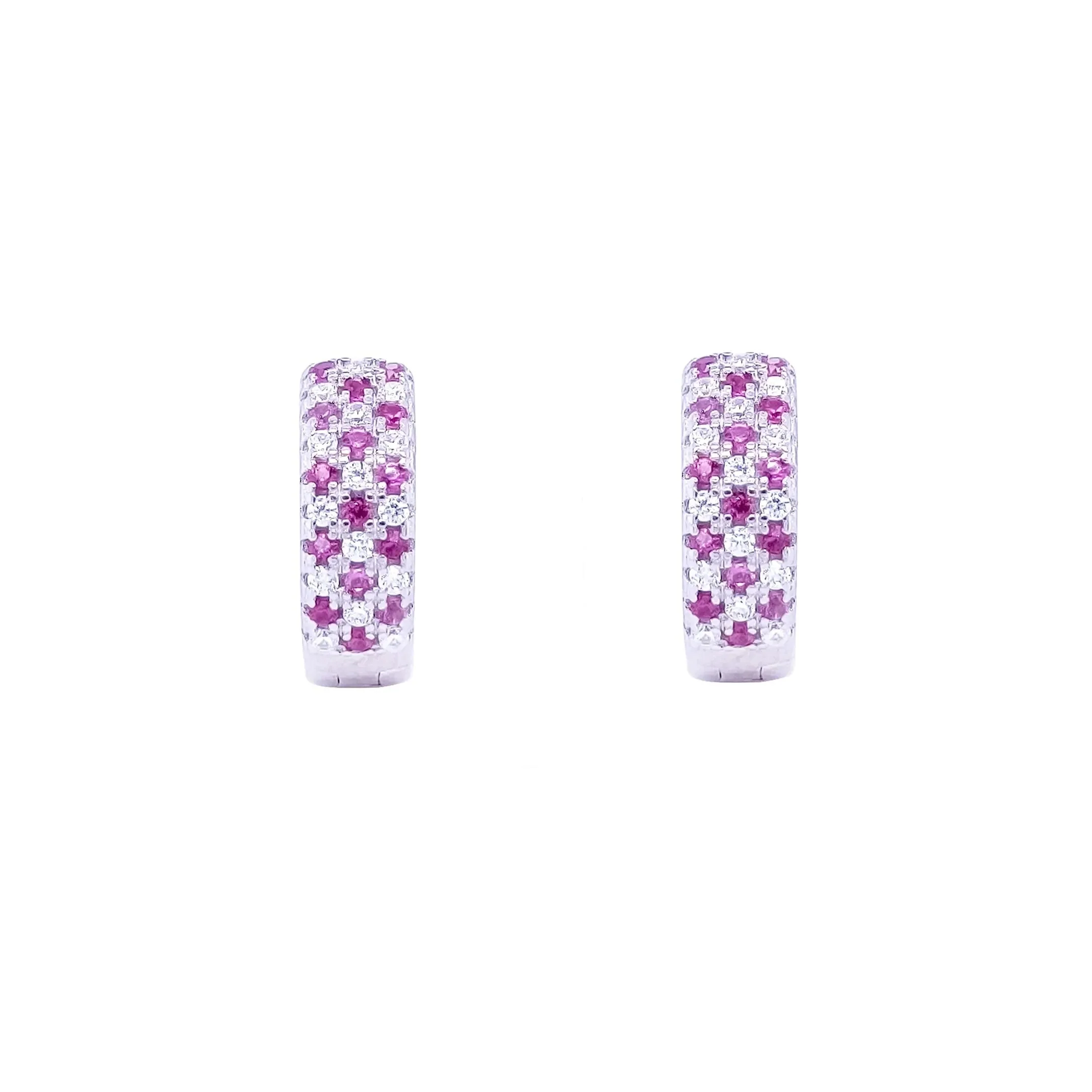 Earring Silver With A Two-row Design