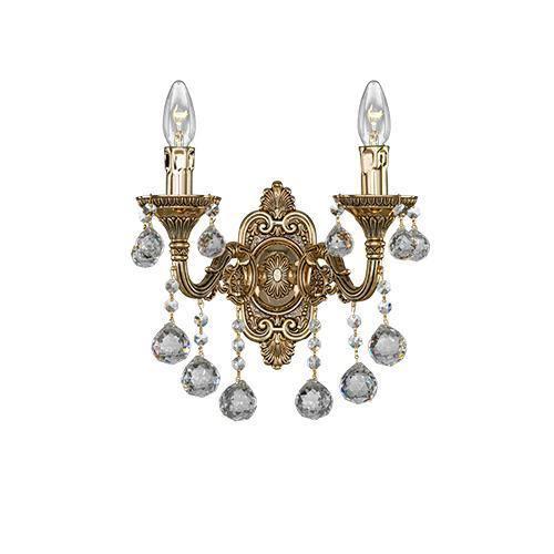 Asfour - Brass Wall Lamp - 2 Bulbs - Gold Oxide - Ball Clear